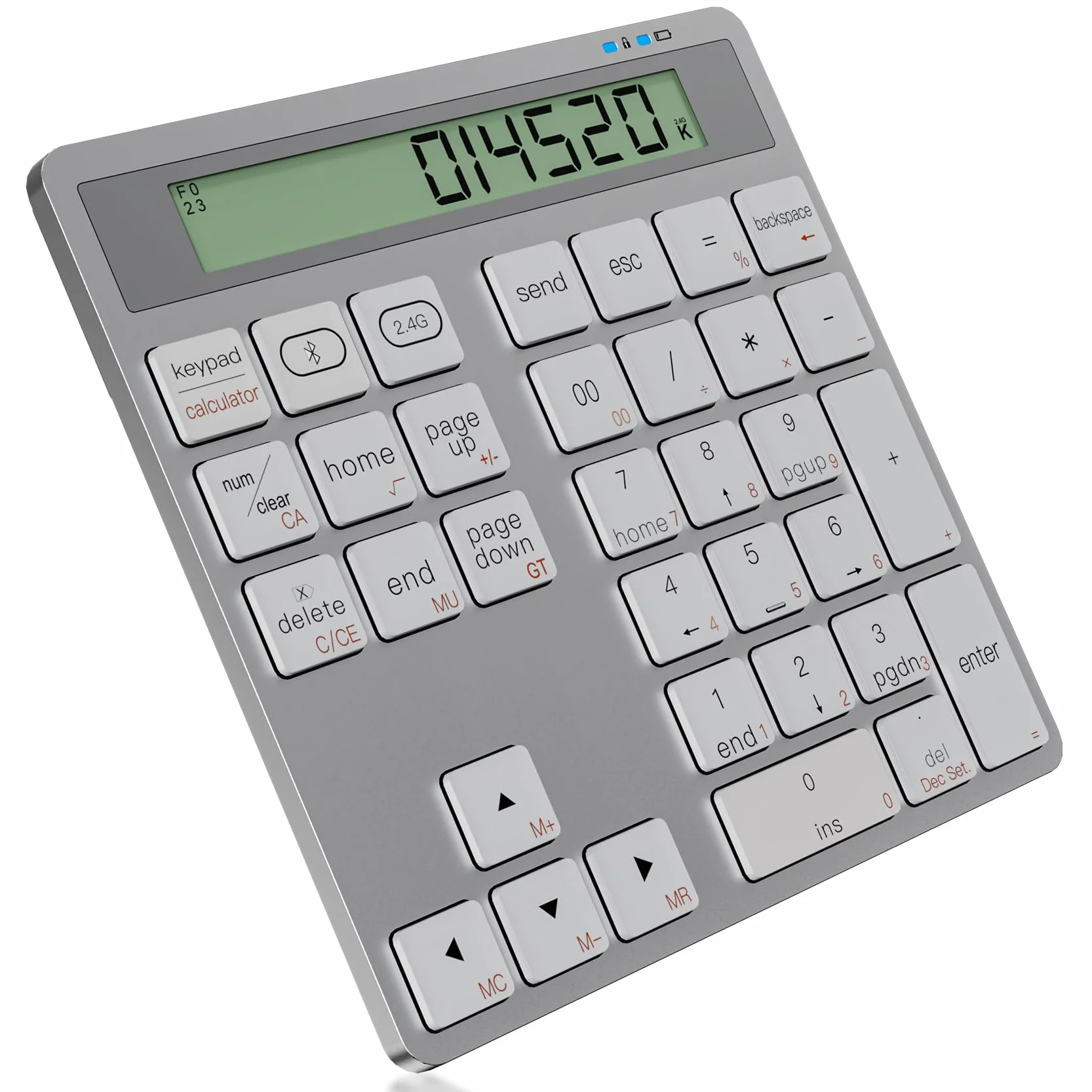 Teclado Numérico Inalámbrico 2.4G, Portátil Teclado Numerico Bluetooth 34 Teclas con Calculadora de Pantalla, Ergonómico Numpad Delgado e Inalámbrico para Computadora Portátil, PC, MacBook, iMac