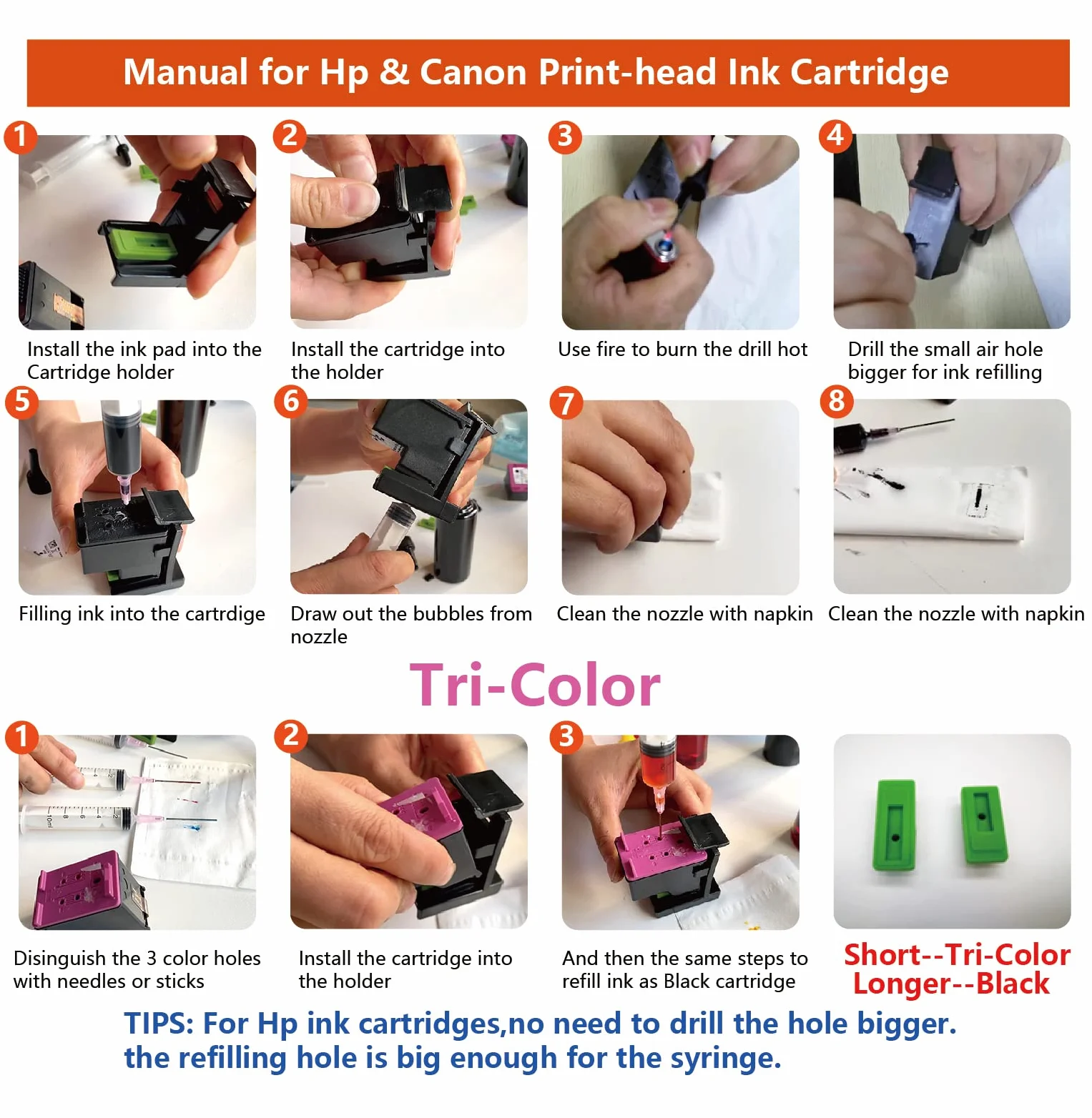 Kits de recarga de tinta de 500 ml compatibles con cartuchos de tinta 308 y 308e, funciona con impresoras Envy 6122e, 6532e, 6520e, 6132e, 6530e, 6120e, 6110e, 6558e, 6110e, 6130e