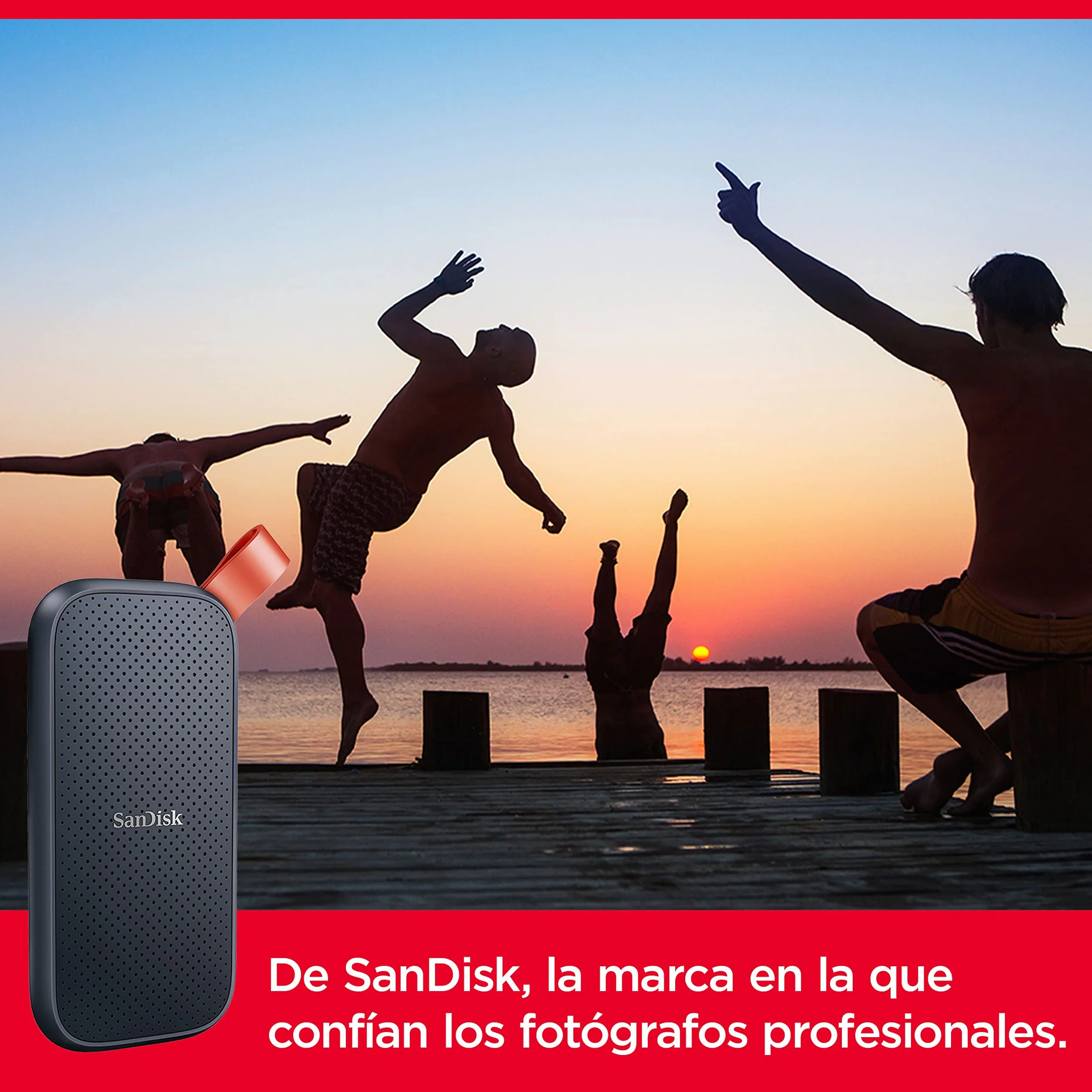 SanDisk SSD Externo Portátil 480 GB (Disco duro externo SSD con velodidad de lectura de hasta 520 MB/s, con protección contra caídas de hasta dos metros, resistente gancho de goma)