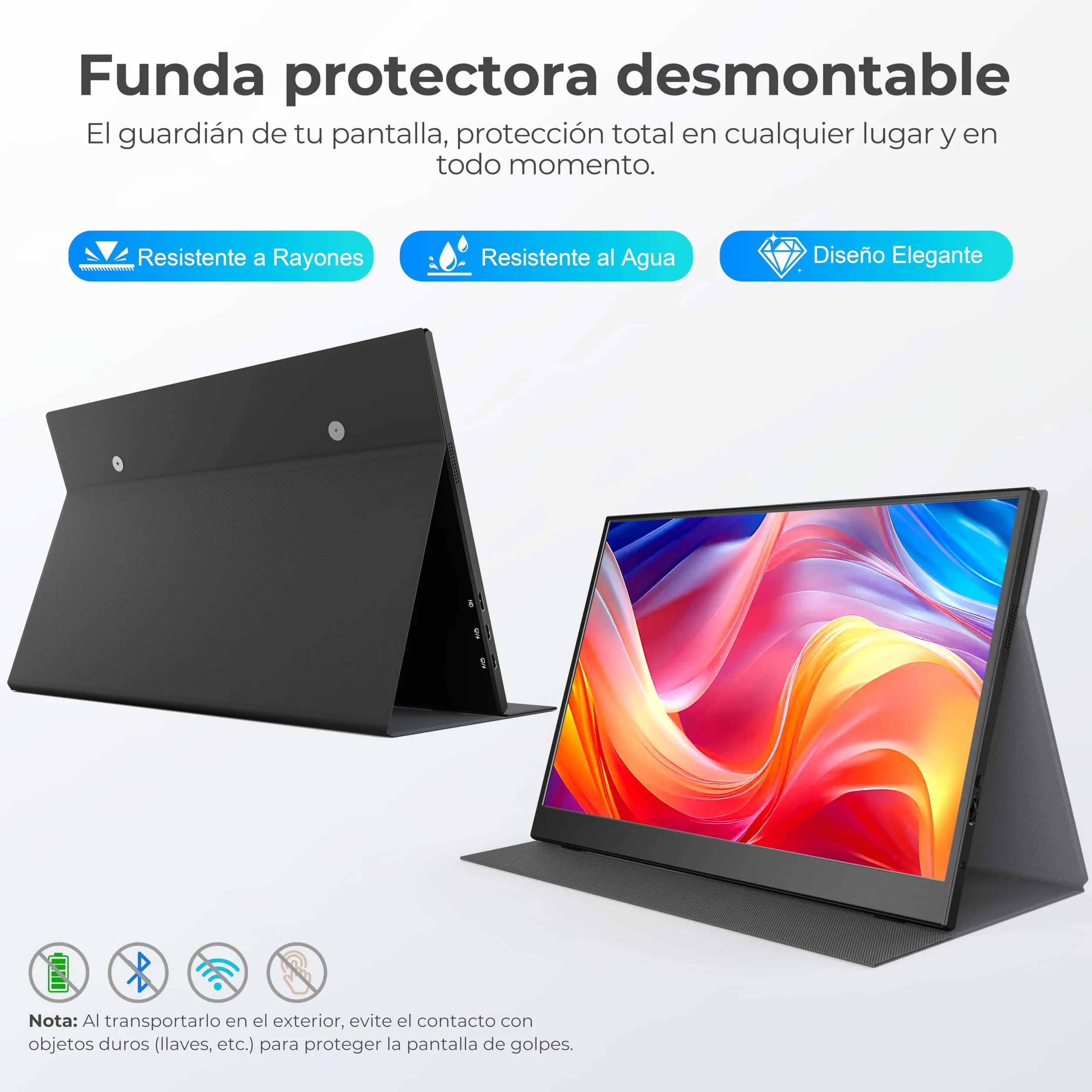 Monitor Portátil 15,6" Full HD IPS 1080P Mate, Ultra Ligero, HDMI/USB-C, VESA