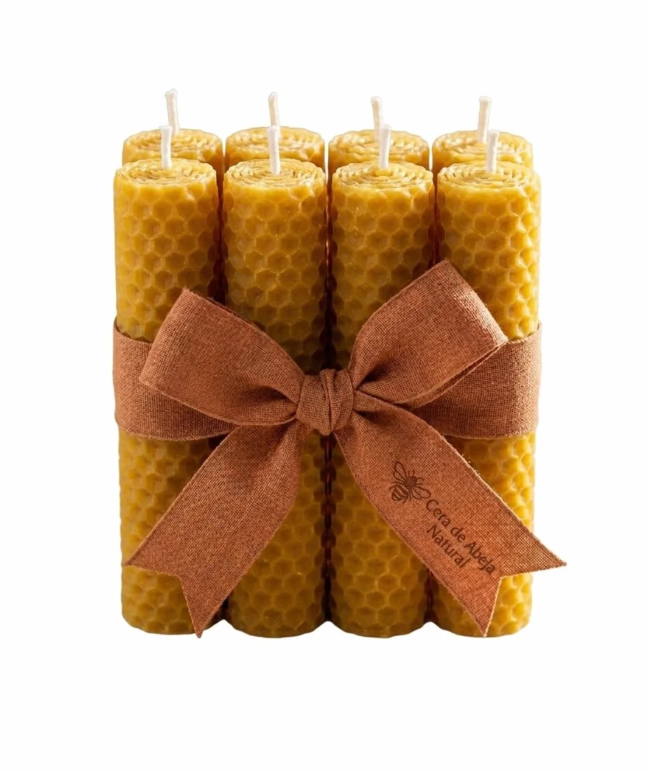Pack 8 Velas Miel Sagrada - Cera Abeja 100% Pura para Rituales Abundancia Purificación