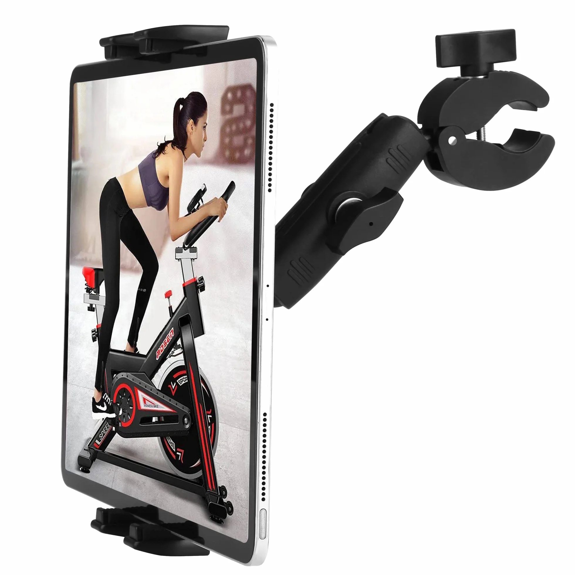 Cinta correr para tablet y iPad, abrazadera montaje manubrio bicicleta bicicleta estacionaria, elíptica, giratoria, pelotón, dispositivos 4 a 13 pulgadas, iPad Pro 12.9, Air, Mini, Galaxy Tabs, iPhone