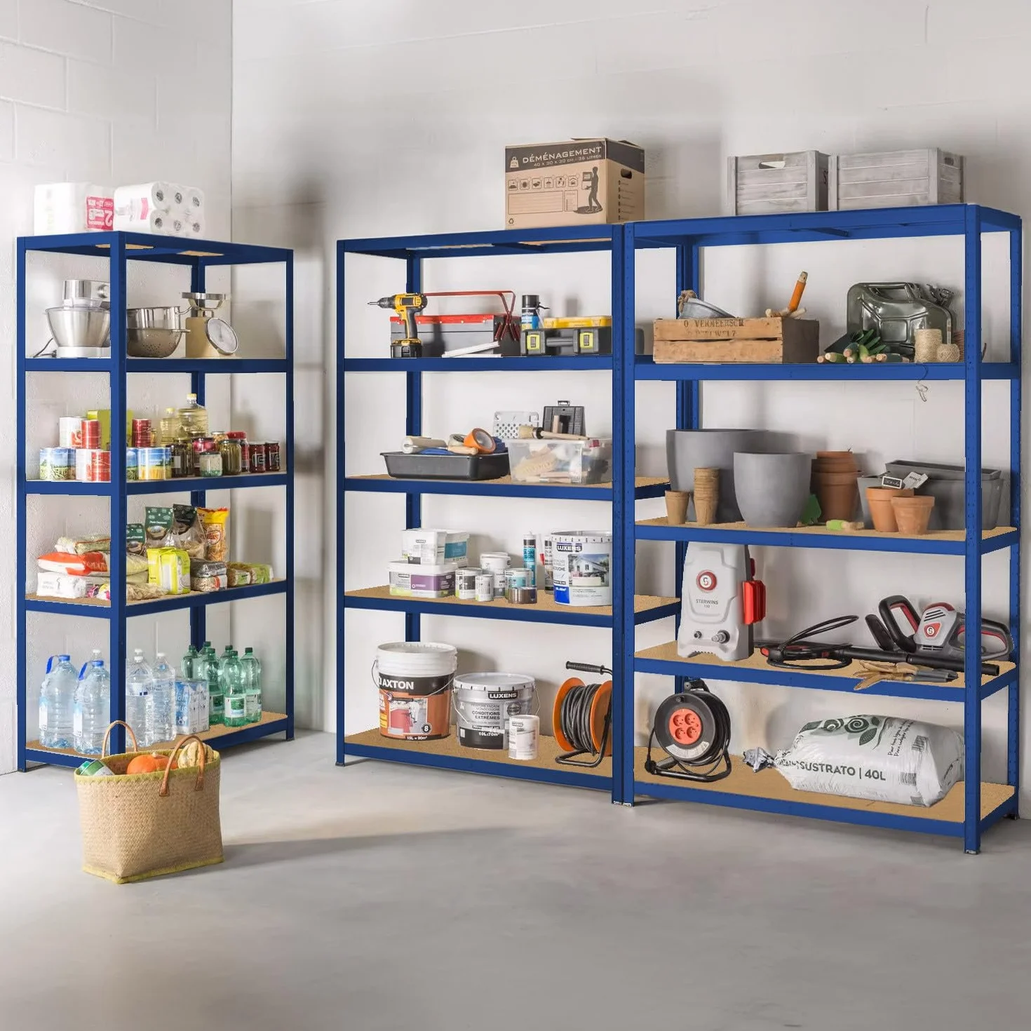 Estantería Modular de Acero 180x120x60cm 1250kg 5 Baldas Ajustables