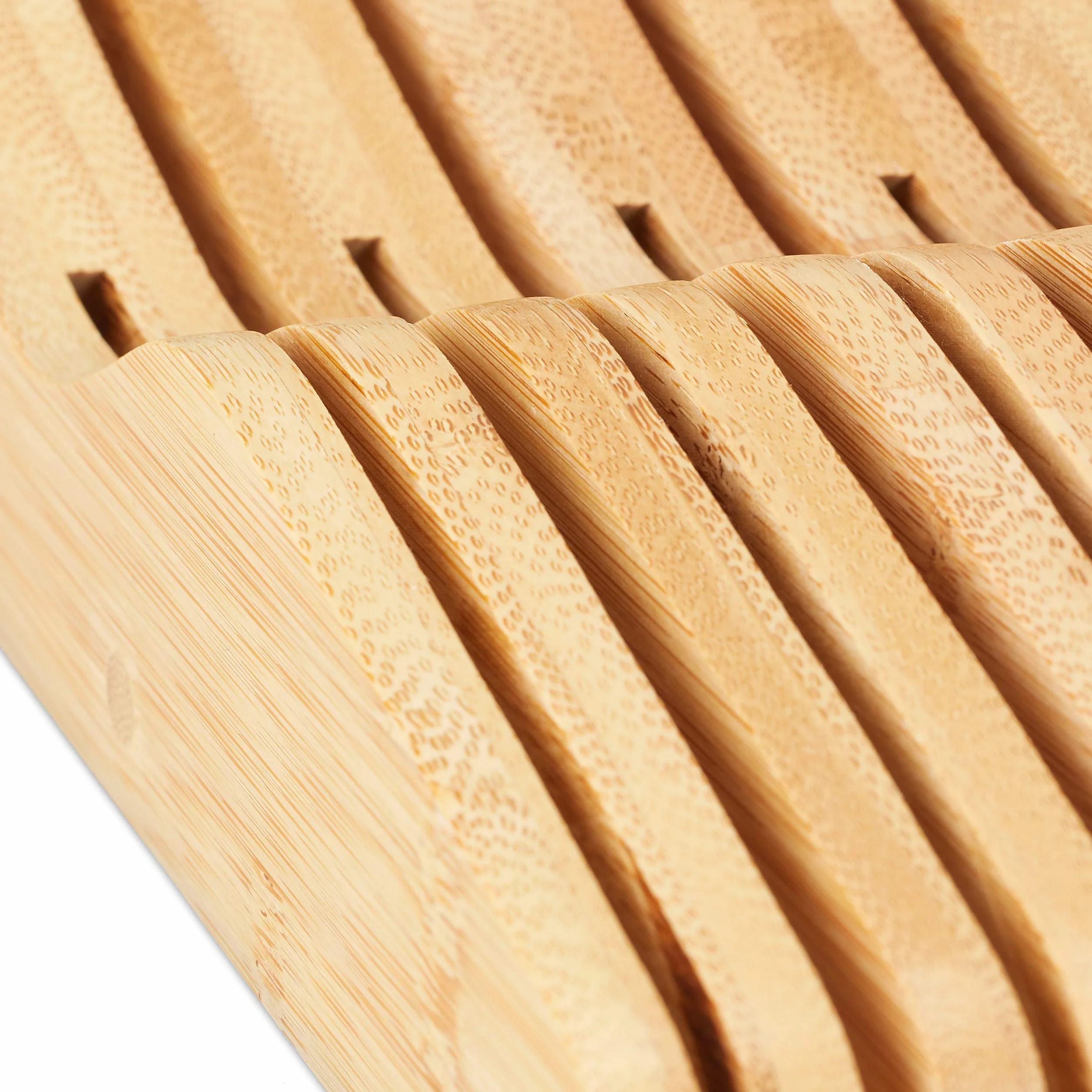Relaxdays Organizador de 11 Cuchillos para Cajones, Bloque Bambú Natural 40cm, Marrón