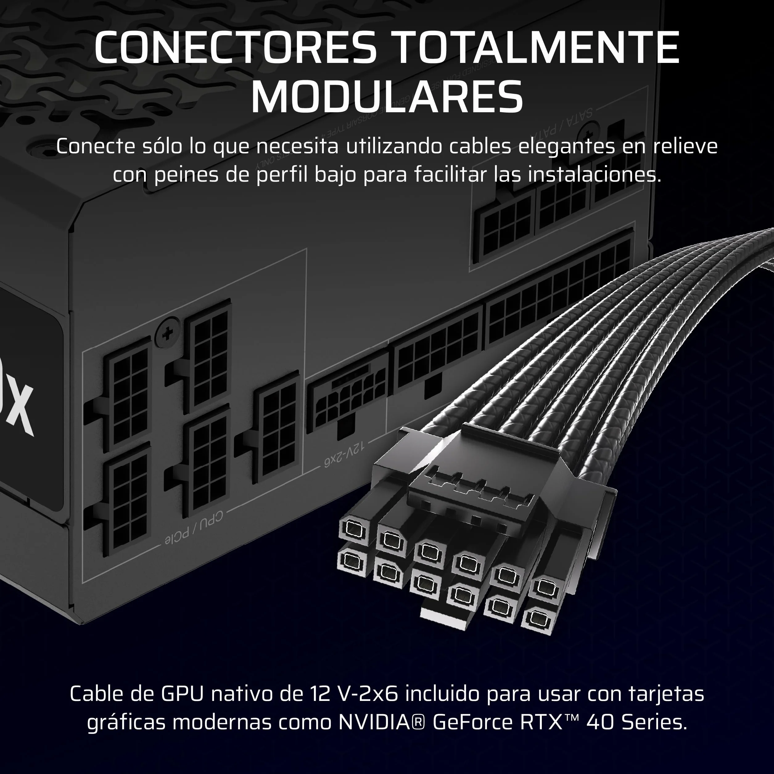 CORSAIR RM850x Fuente de Alimentación ATX Totalmente Modular de Bajo Ruido – Compatible con ATX 3.1 & PCIe 5.1 – Eficiencia Cybenetics Gold – Conector 12V–2x6 Nativo – Negro