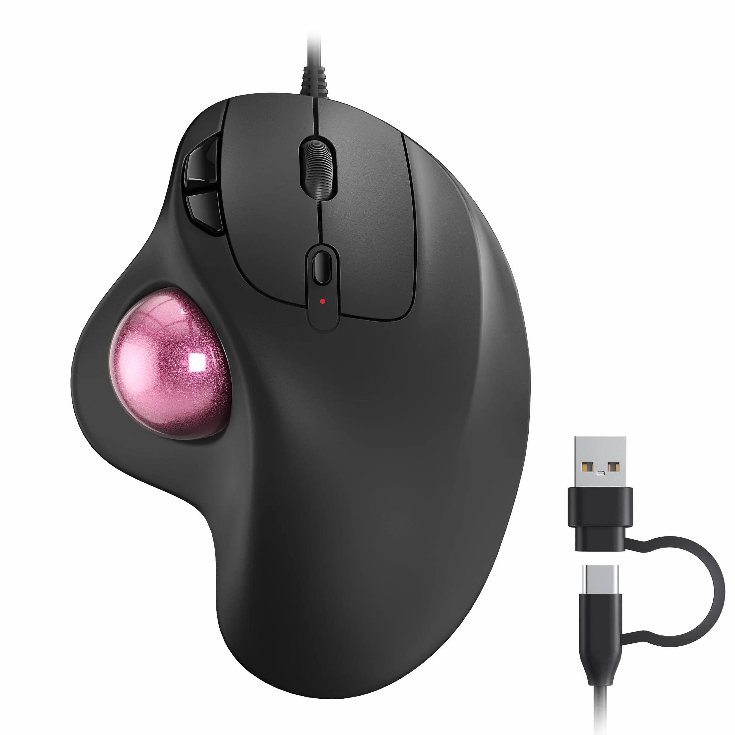 Nulea M509 Trackball Mouse con Cable, diseño ergonómico, fácil Control del Pulgar, Seguimiento preciso y Suave, Interfaz 2 en 1 (Tipo A y Tipo C), Compatible con PC, portátil, Mac, Windows.