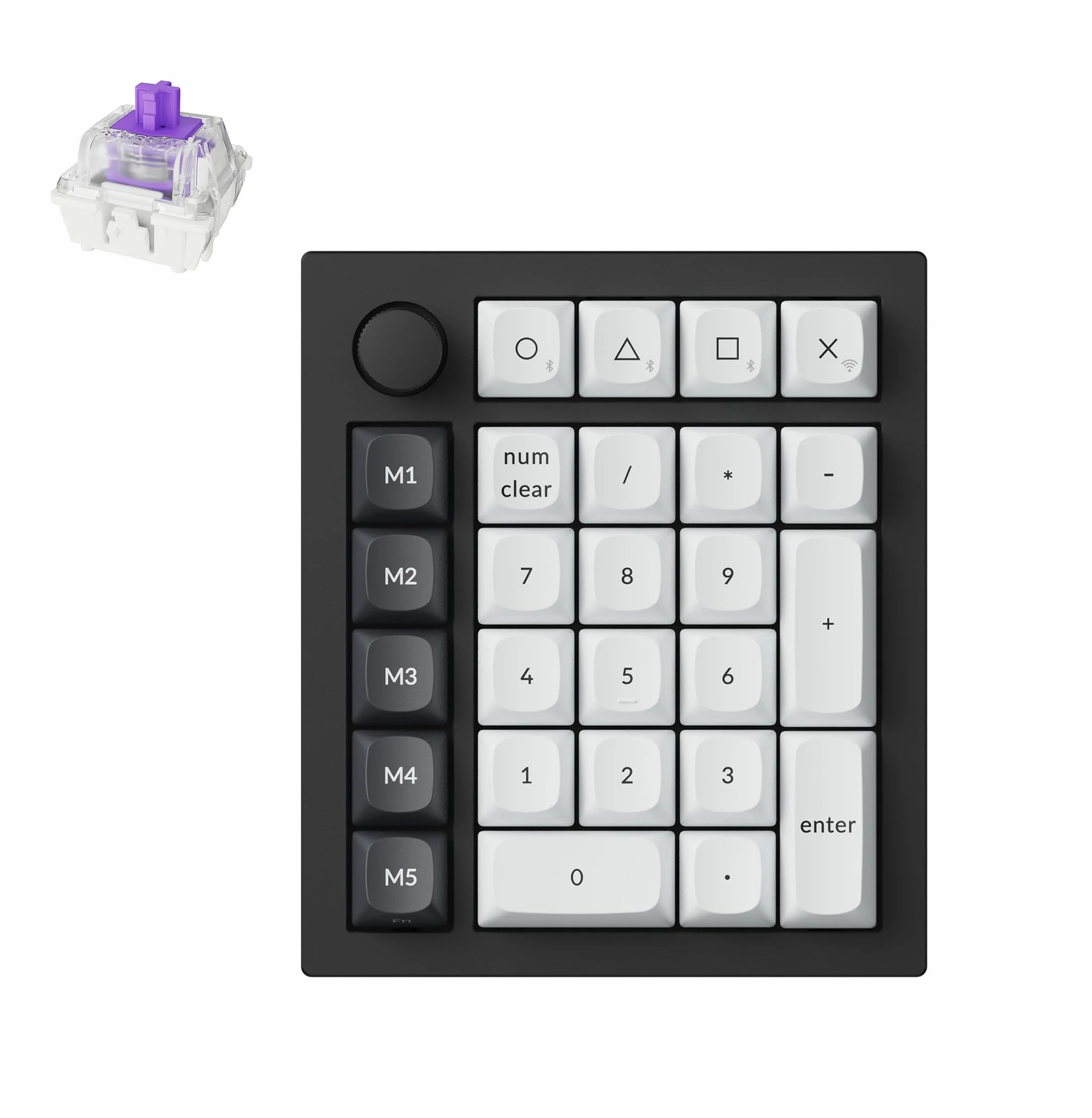 Keychron Q0 HE Teclado Numérico Inalámbrico, 2.4 GHz/Bluetooth 5.1, Interruptores Magnéticos, Aluminio CNC, Numpad 27 Teclas Programable, RGB, Mini Teclado Portátil para Mac, Windows, Linux, Negro