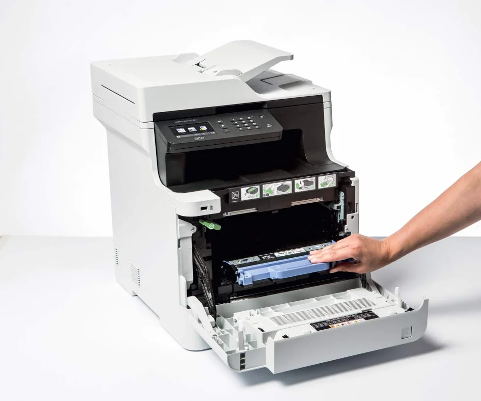Brother DCP-L8410CDW -Impresora multifunción láser Color Profesional 3 en 1 (impresión, Copia y escaneado, Alta Velocidad, WiFi, impresión a Doble Cara, LCD), Blanco