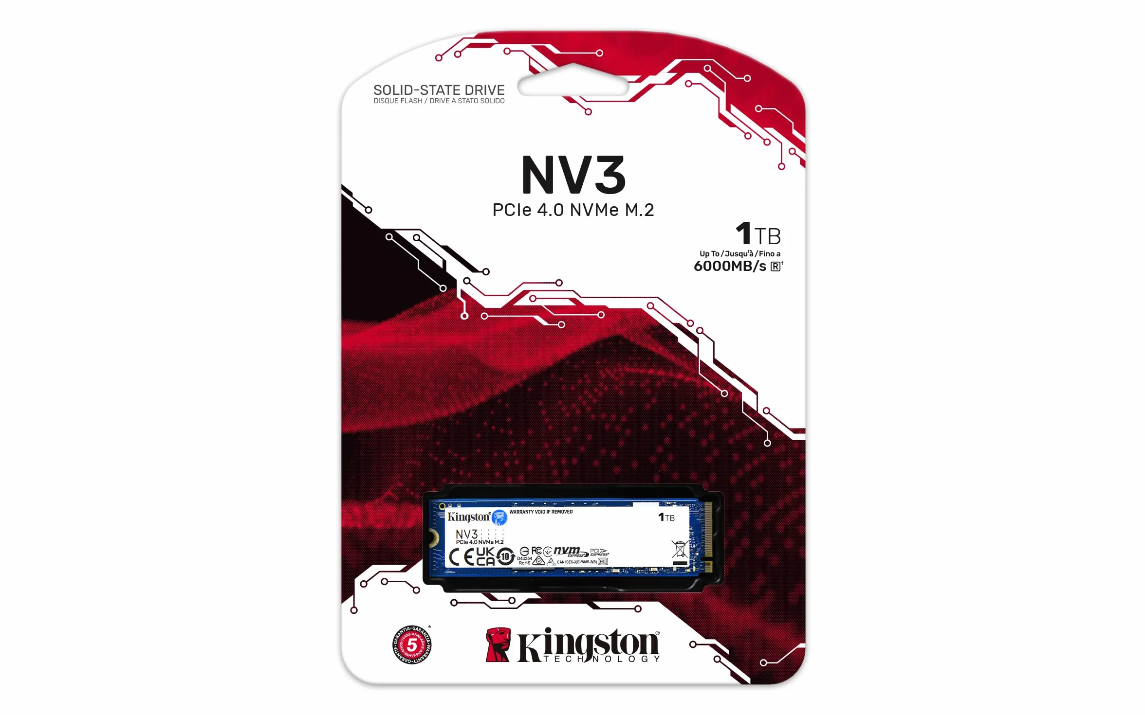 Kingston NV3 NVMe PCIe 4.0 SSD Interno 1TB M.2 2280-SNV3S/1000G