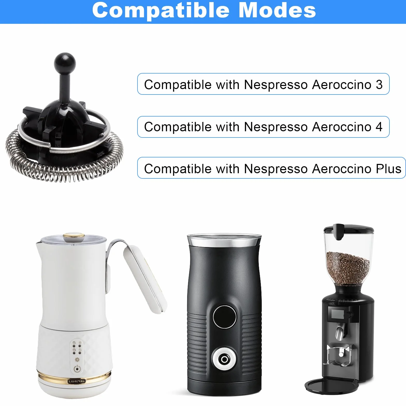Juego de repuesto para espumador Nespresso Aeroccino 3 4 batidores