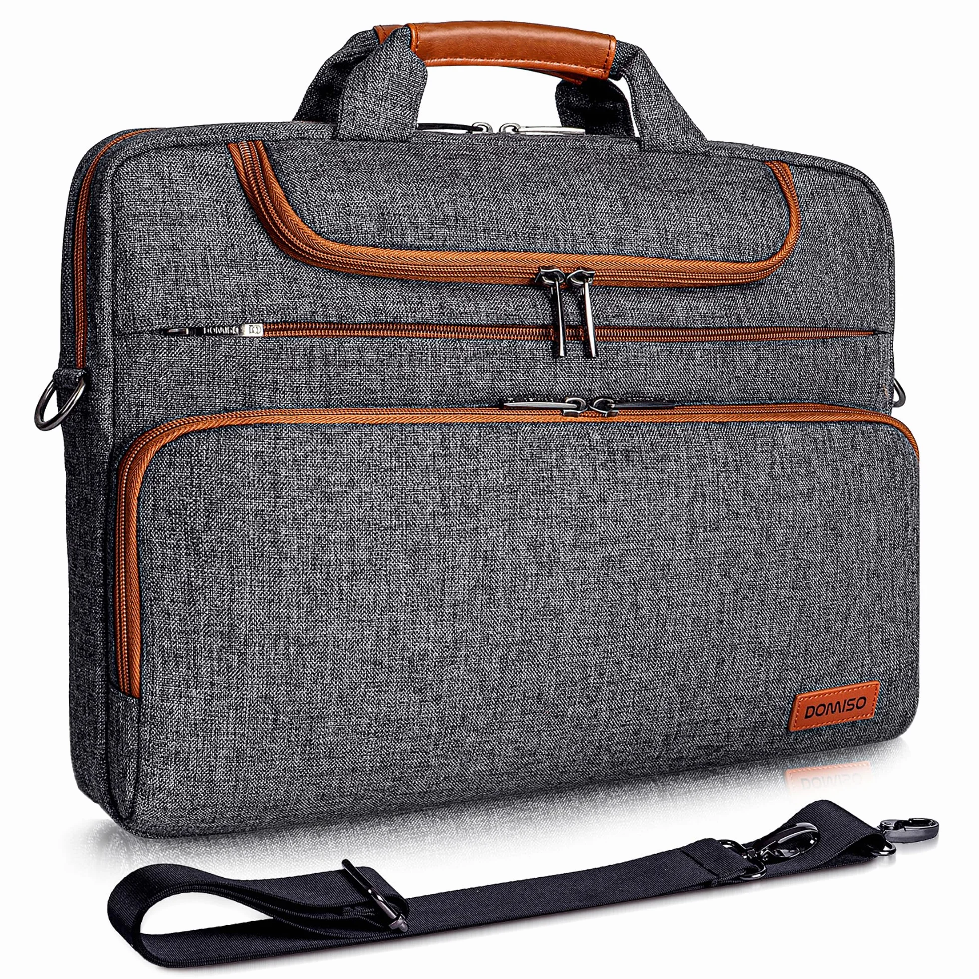 DOMISO Bolso Bandolera para Portátiles y Gaming de 17-17.3 Pulgadas | Resistente al Agua | Funda Maletín Compatible con MSI, ASUS ROG, Acer Nitro, Dell G Series, HP Omen | Gris Oscuro