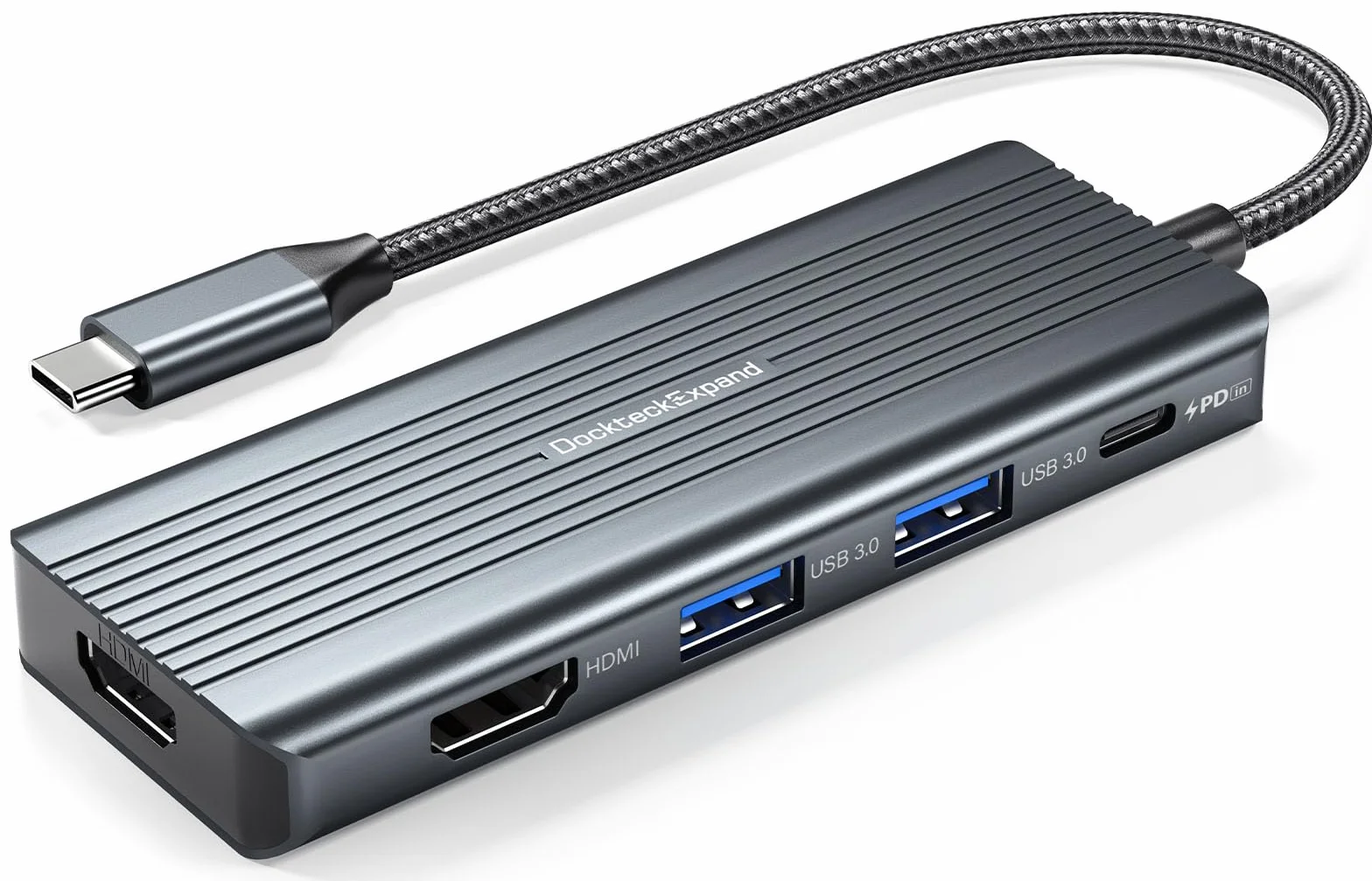 Adaptador USB C a HDMI, de doble monitor, DockteckExpand 5 en 1 adaptador USB C con 2 HDMI 4K, 2 USB 3.0, PD 100 W, adaptador USB C a multipuerto para dispositivos Dell, HP, MacBook y tipo C
