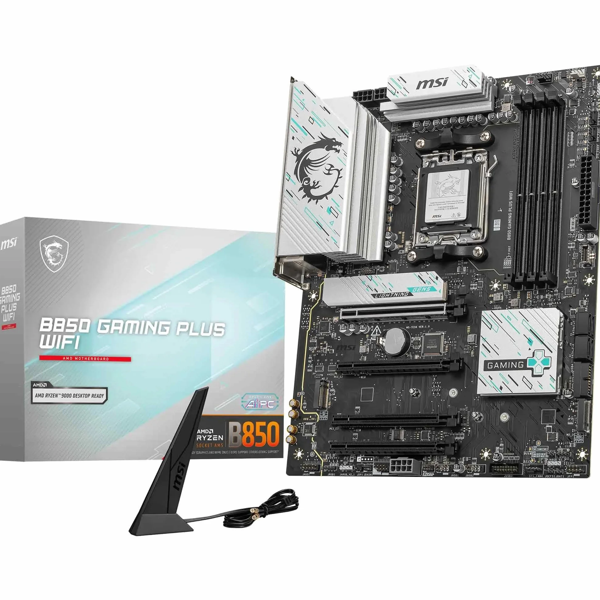 MSI B850 Gaming Plus WiFi Placa Base ATX - Procesador s AMD Ryzen 9000/8000 / 7000, AM5 - Memoria DDR5 8200+ MT/s (OC), PCIe 5.0 x16 & 4.0 x16, M.2 Gen5, Wi-Fi 7, 5G LAN
