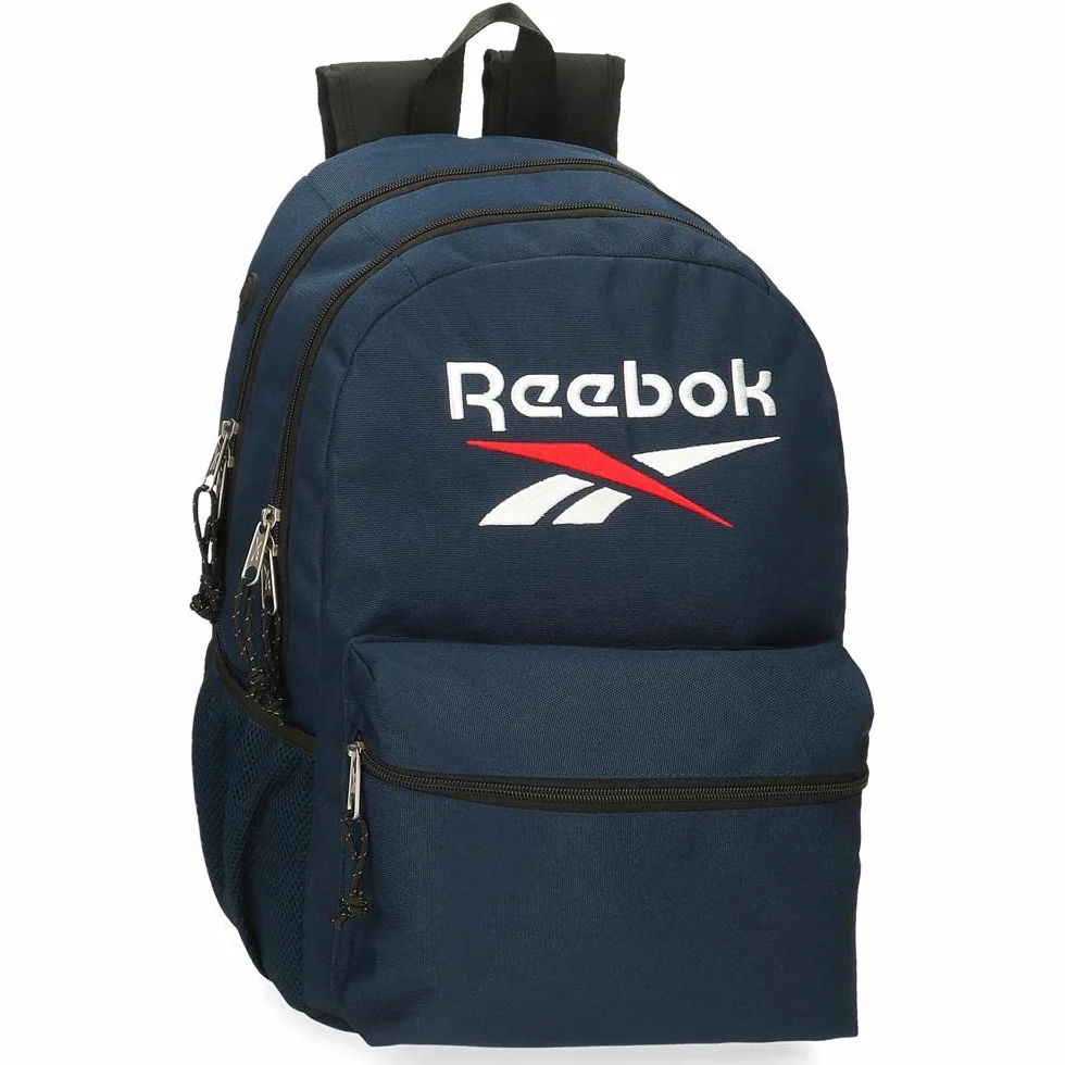 Reebok Boston, mochila escolar, mochila negro y azul fabricada en poliéster, Tirantes anchos, ergonómicos y acolchados, varios compartimentos, de Joumma Bags