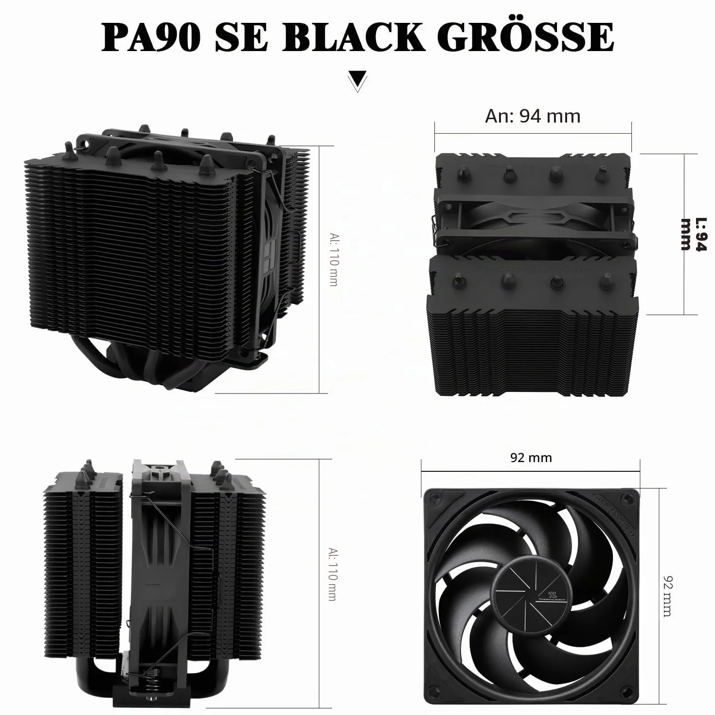 Thermalright Assassin 90 SE - Enfriador de aire doble torre para CPU, ventilador de 110 mm, AMD:AM4 AM5/Intel LGA 1851/1700/115X/1200 (PA90SE negro)