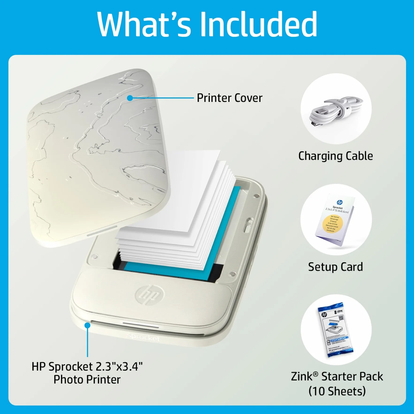 HP Sprocket Select - Impresora de Foto Zink (Sin Tinta, 321 x 600 dpi, 10 Hojas, LED, Bluetooth)