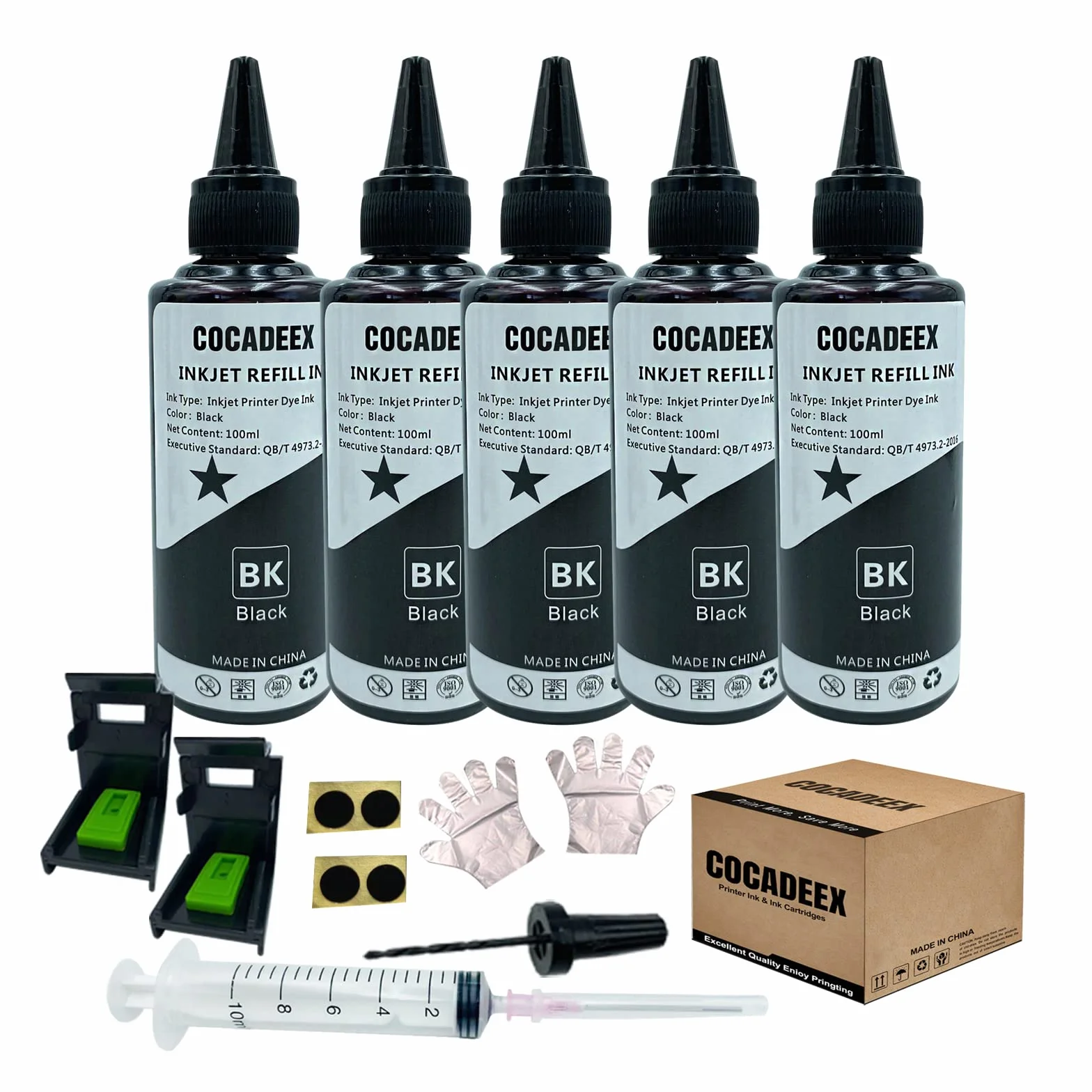 Kit de recarga de tinta negra de 5 botellas compatible con cartuchos de tinta Canon Pixma PG-575XL PG-545XL PG-560XL PG-540XL PG-512 PG-510 PG-830 PG-40, etc.
