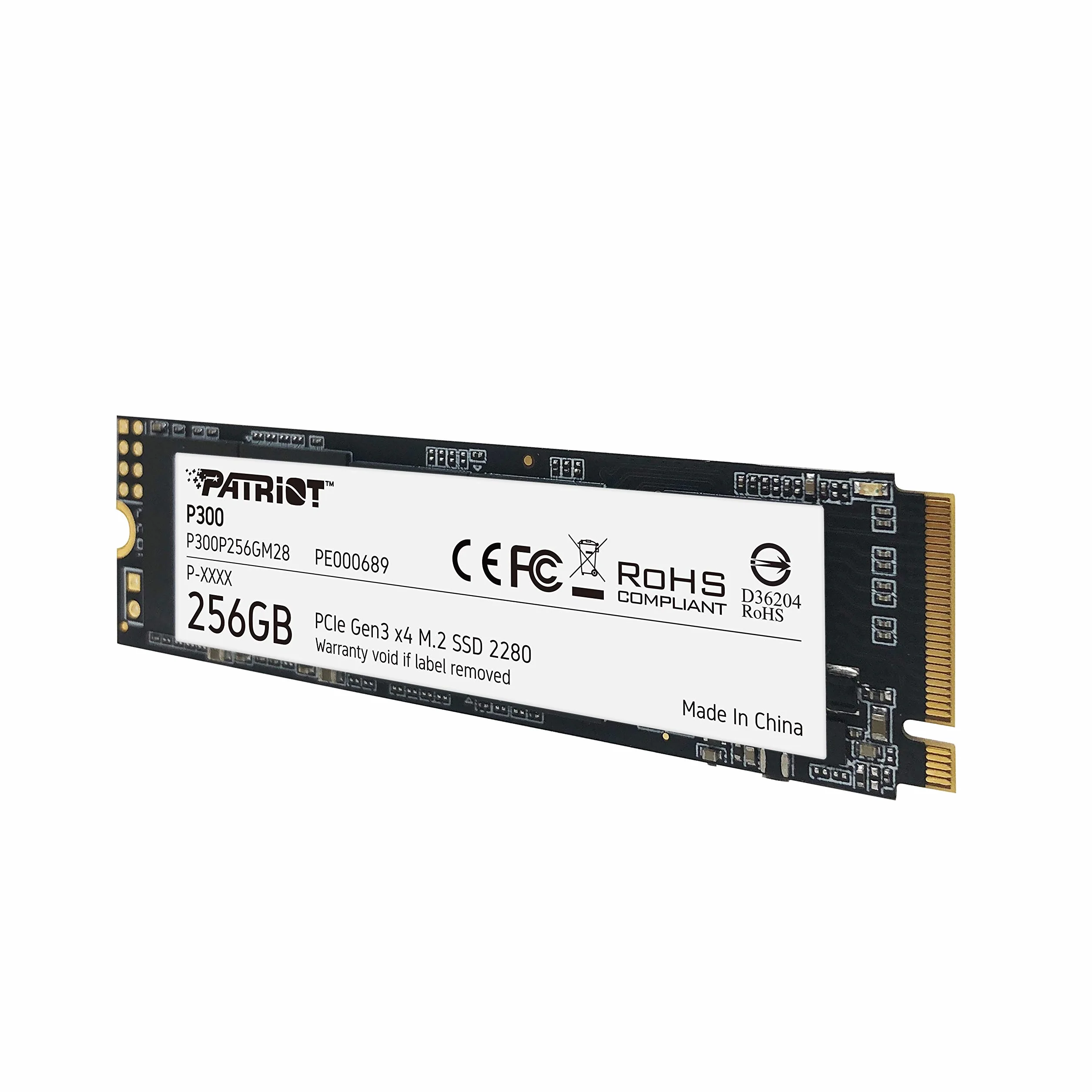 Patriot P300 M.2 PCIe Gen 3 x4 256GB SSD NVMe M.2 de bajo Consumo - P300P256GM28 - Velocidad de Lectura hasta 1700 MB/s y Escritura de 1100 MB/s