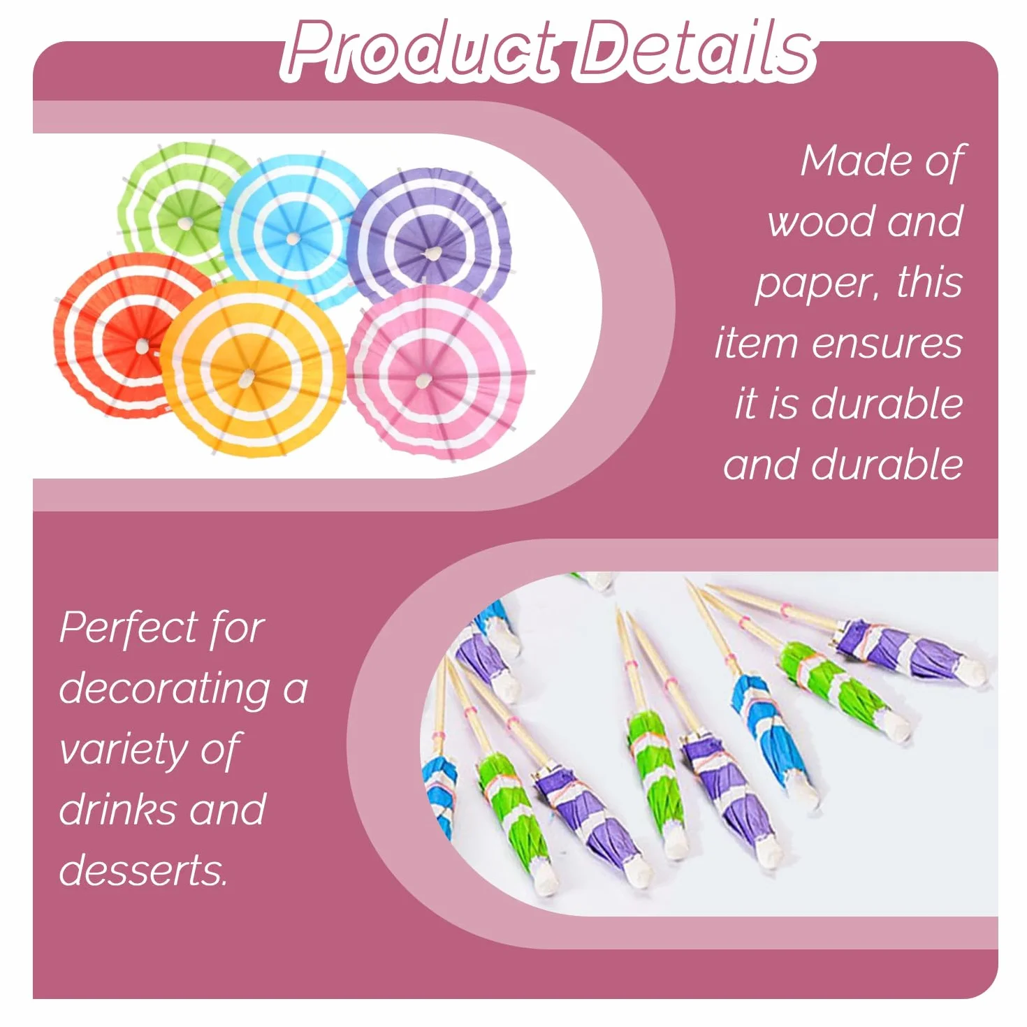 Paraguas De Papel para Cócteles, Decoraciones para Fiestas, Accesorios para Bebidas, Bricolaje