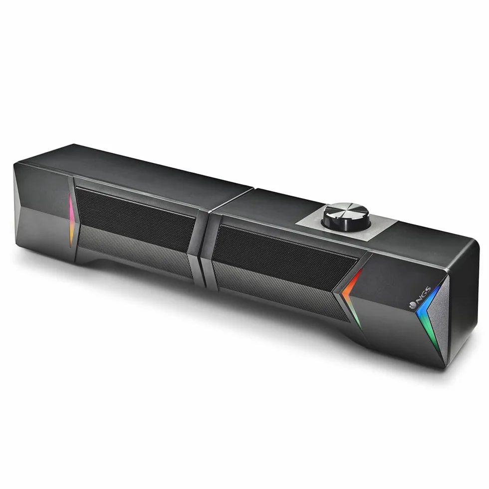 NGS GSX-B1200 - Barra de Sonido 2.0 Gaming, Diseño Desmontable 2 en 1, 12W de Potencia, Luces RGB, Compatible con Tecnología Bluetooth 5.0 + Entrada Jack