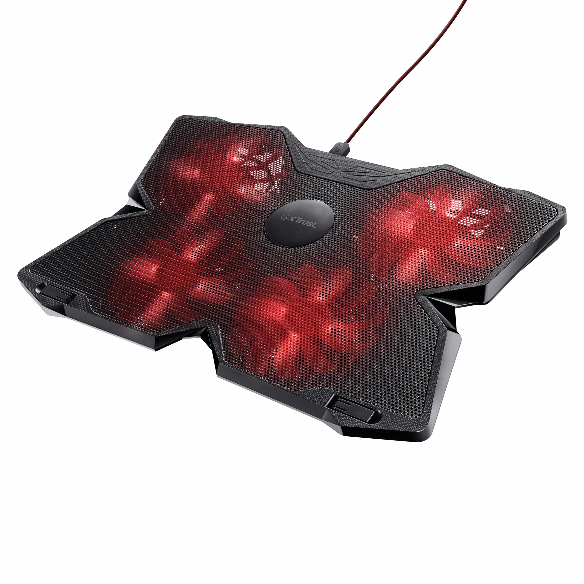 GXTrust 278 Yozu Base de Refrigeración para Portátiles Gaming 17,3", Iluminación Roja, 4 Ventiladores, Soporte para Portátil, Altura Ajustable, Alimentación USB - Negro