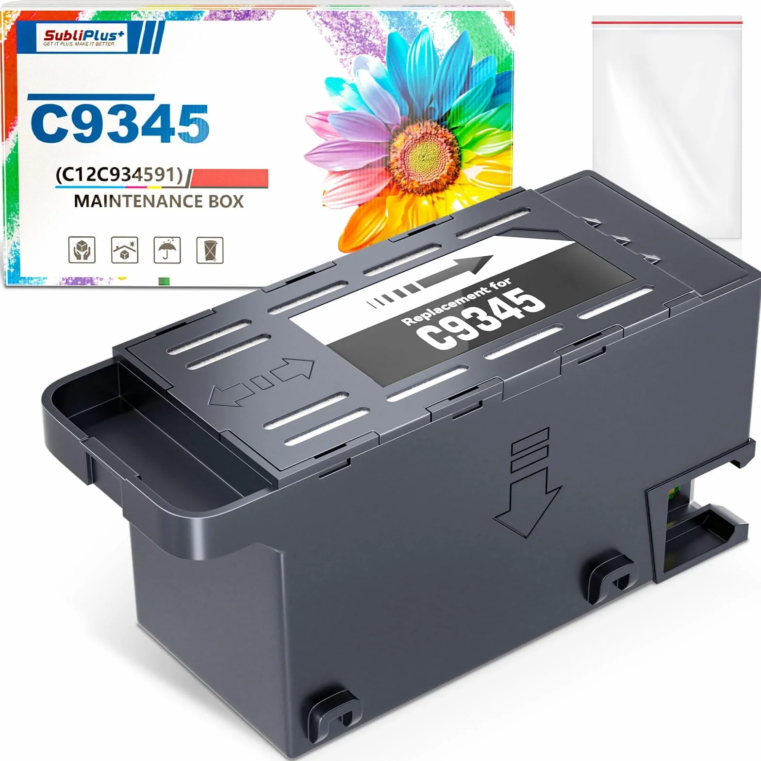 C9345 C12C934591 - Caja de mantenimiento de tinta compatible con Epson C9345 caja de mantenimiento para ET-8550 WF-7310 WF-7830 WF-7840 ET-8500 ET-18100 ET-16600 ET-5850 ET-5850 ET-550 800 E.