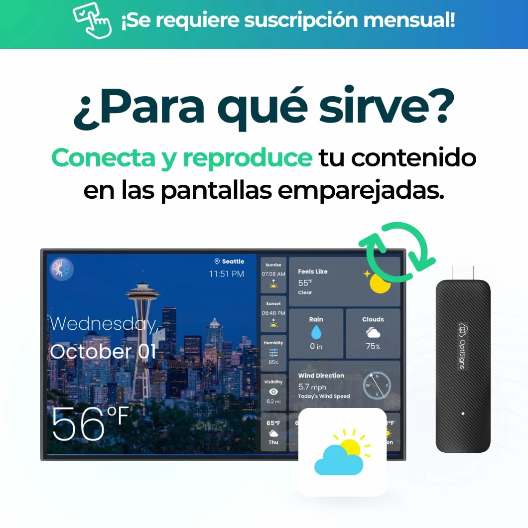 OptiSigns Reproductor de señalización Digital Android Stick - Enchufe de la UE