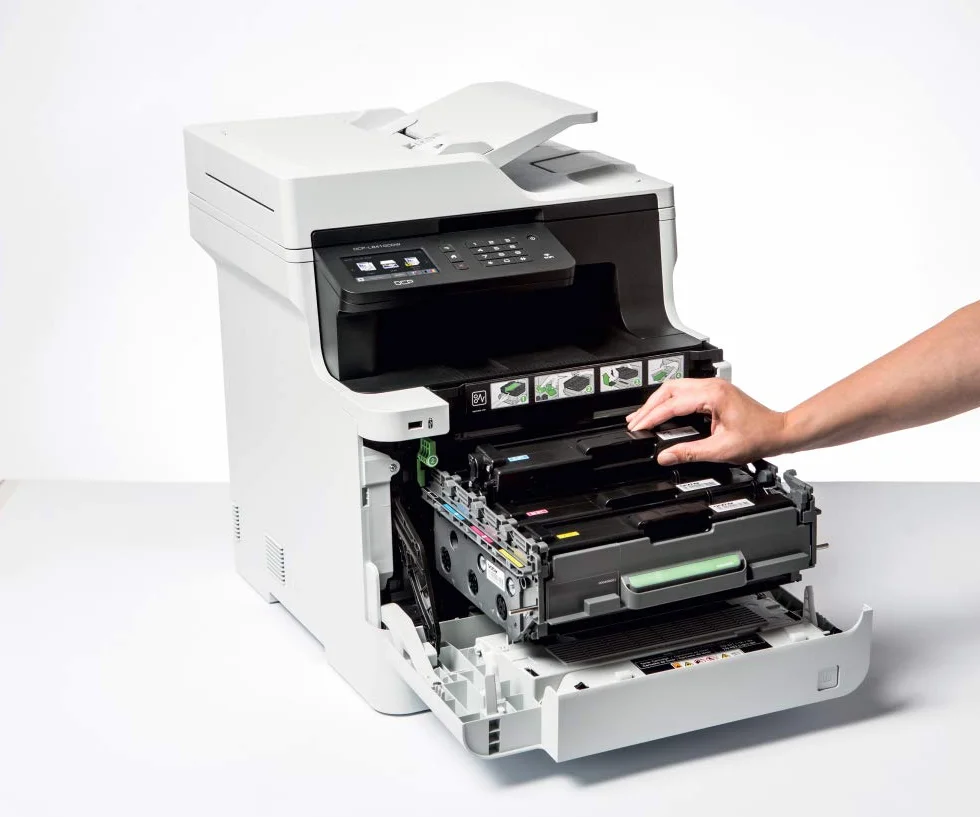 Brother DCP-L8410CDW -Impresora multifunción láser Color Profesional 3 en 1 (impresión, Copia y escaneado, Alta Velocidad, WiFi, impresión a Doble Cara, LCD), Blanco