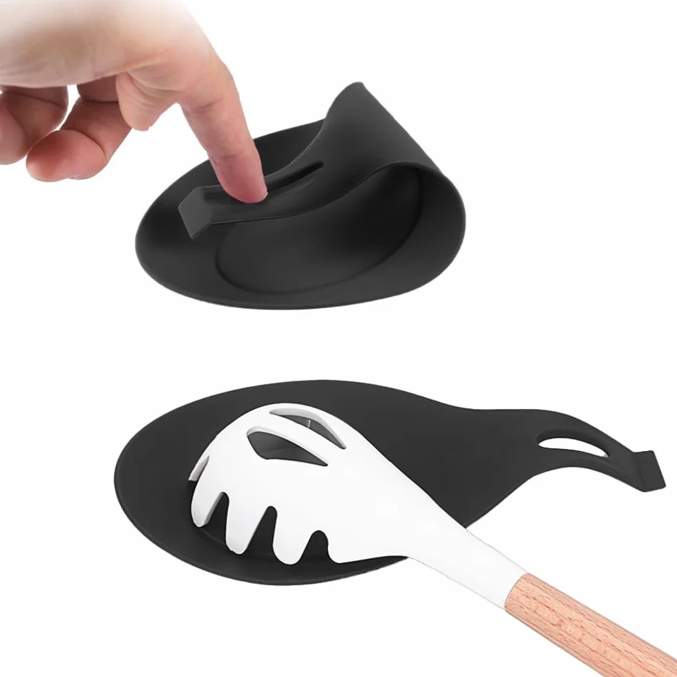 Soportes para Cucharas Silicona Grado Alimenticio Resistente Calor Forma Almendra Bandeja Cocina