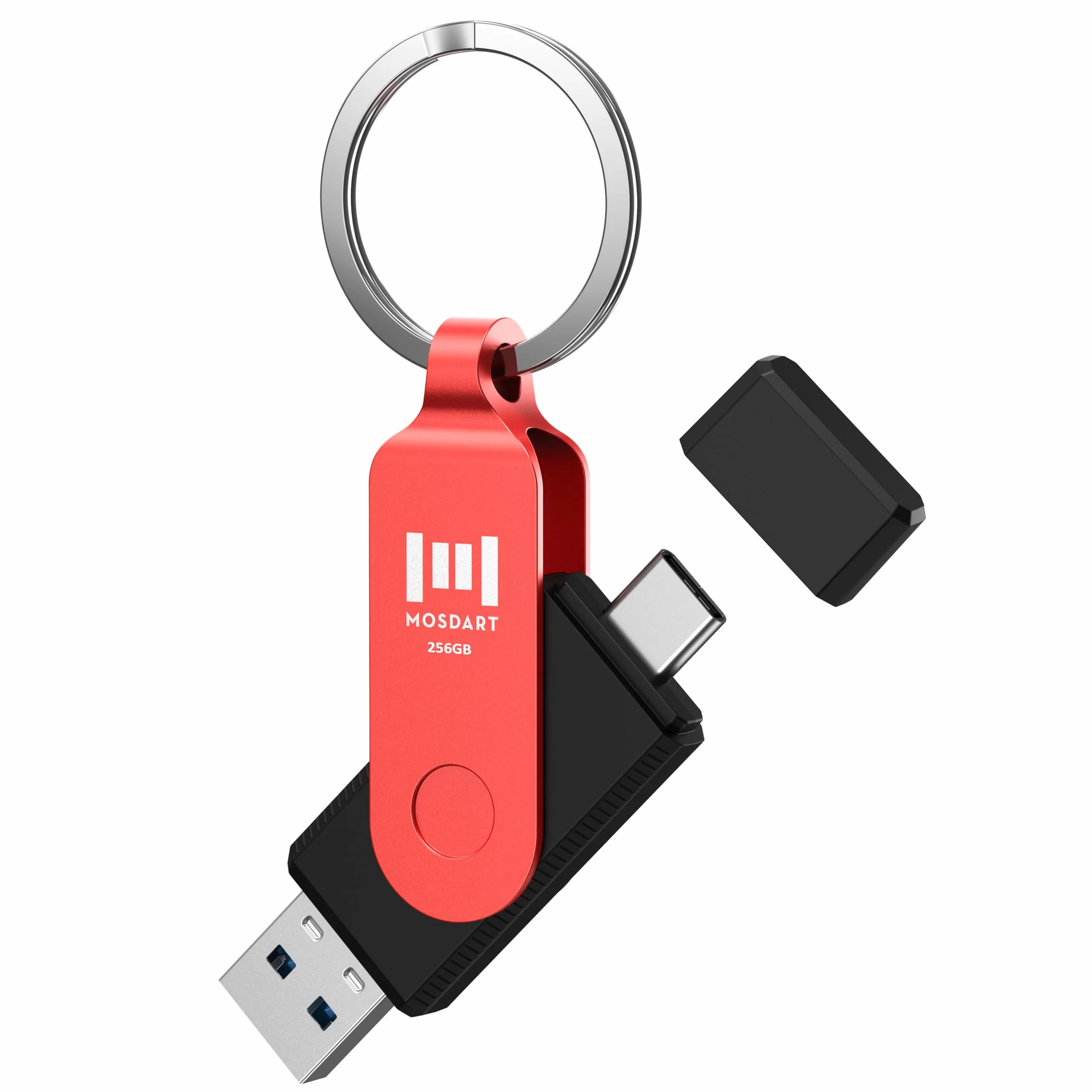 MOSDART ExFAT - Memoria USB 3.1 de 256 GB de velocidad rápida C y una unidad flash dual, con llavero e indicador LED, para iPhone 15 y 16, teléfono Android, iPad, MacBook y otros portátiles, color