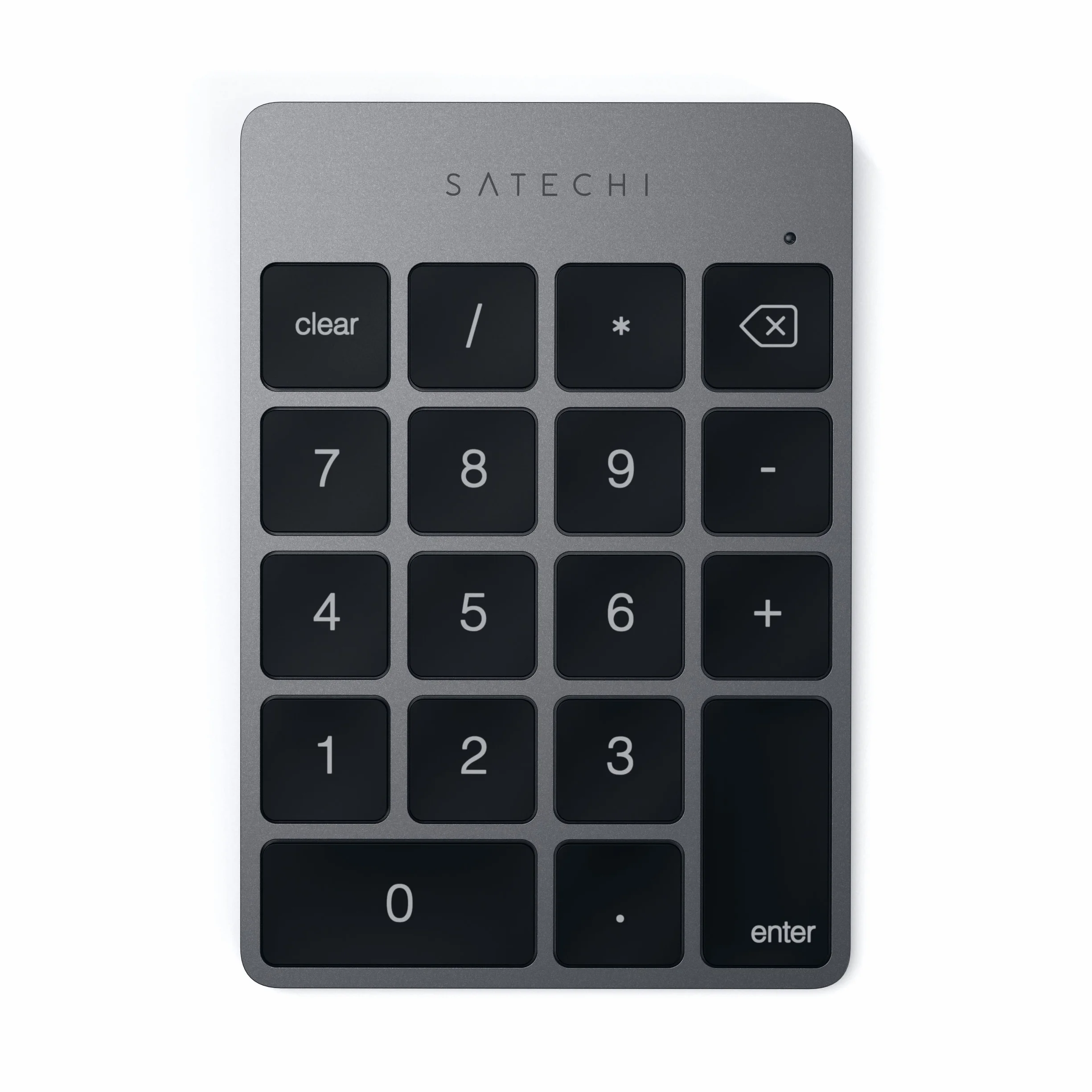 SATECHI Teclado Numérico Inalámbrico Slim de Aluminio con 18 Teclas, Mini Teclado Bluetooth, Carga Micro-USB para MacBook Air & Pro, Portatil, PC, iPad y más – Gris (Layout US)