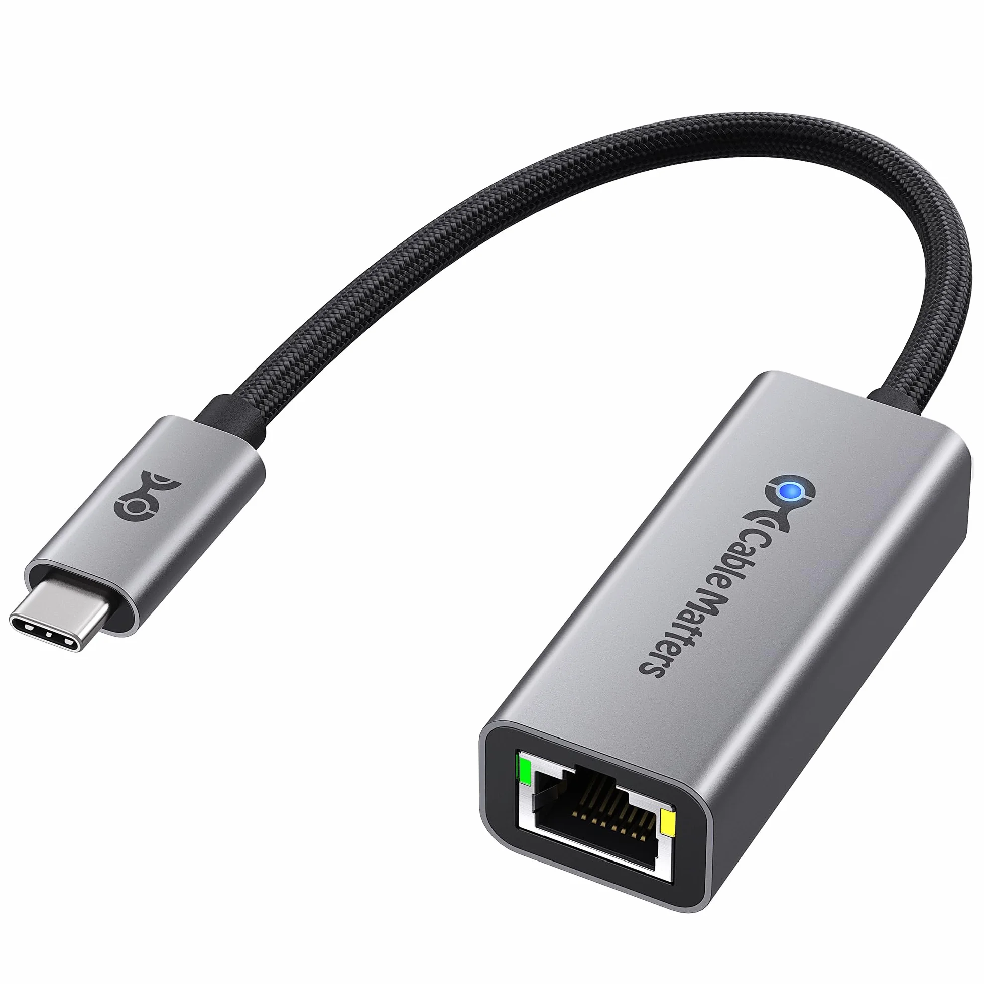 Cable Matters Adaptador USB C a Ethernet, Adaptador de Red Gigabit Ethernet a USB C para 1000 Mbps, Compatible con MacBook Pro, iPhone 16 Pro/MAX, iPad Pro, DELL XPS, Surface y más