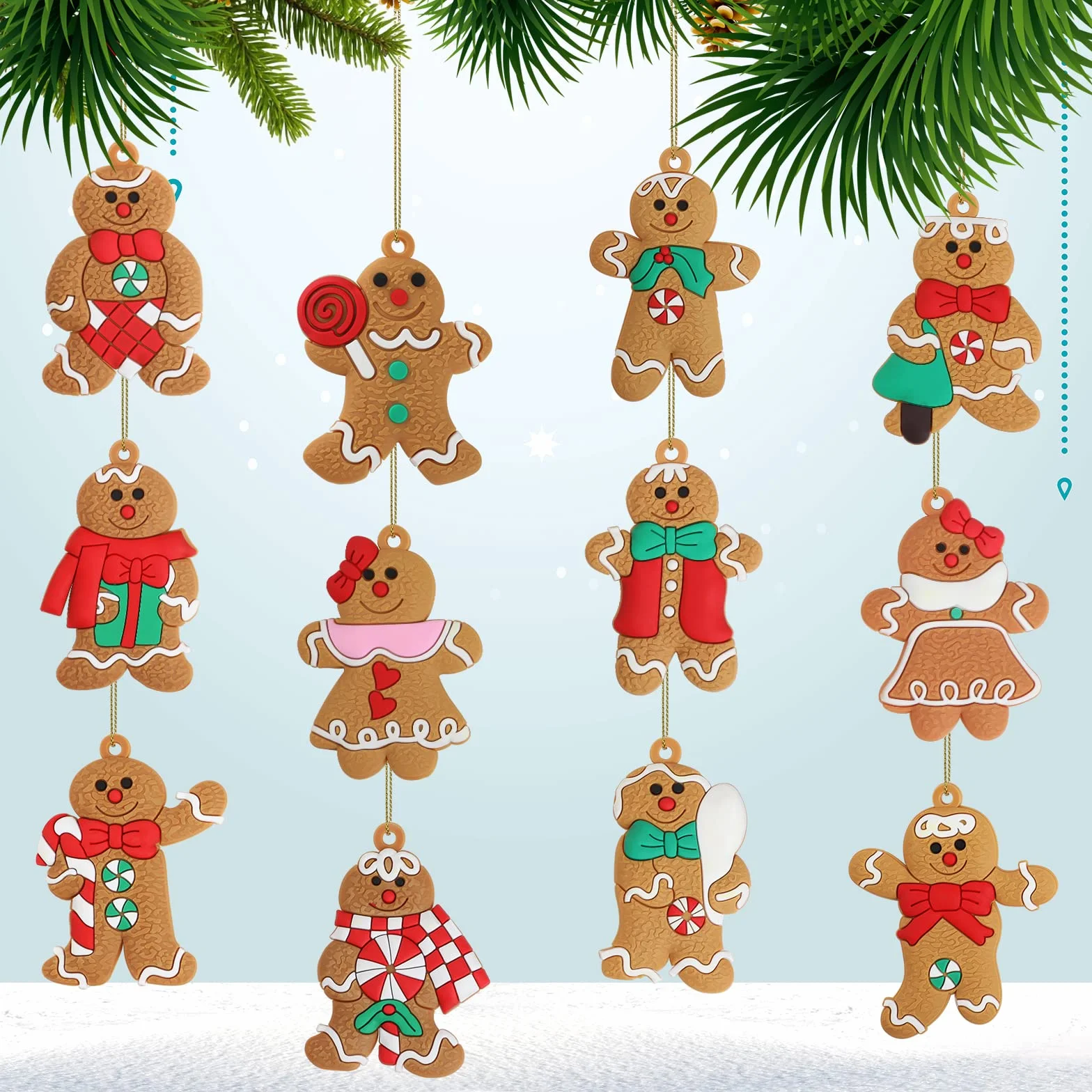 Adornos Árbol Navidad Hombre Jengibre 12 Piezas Decoración Navideñas 2025 2026