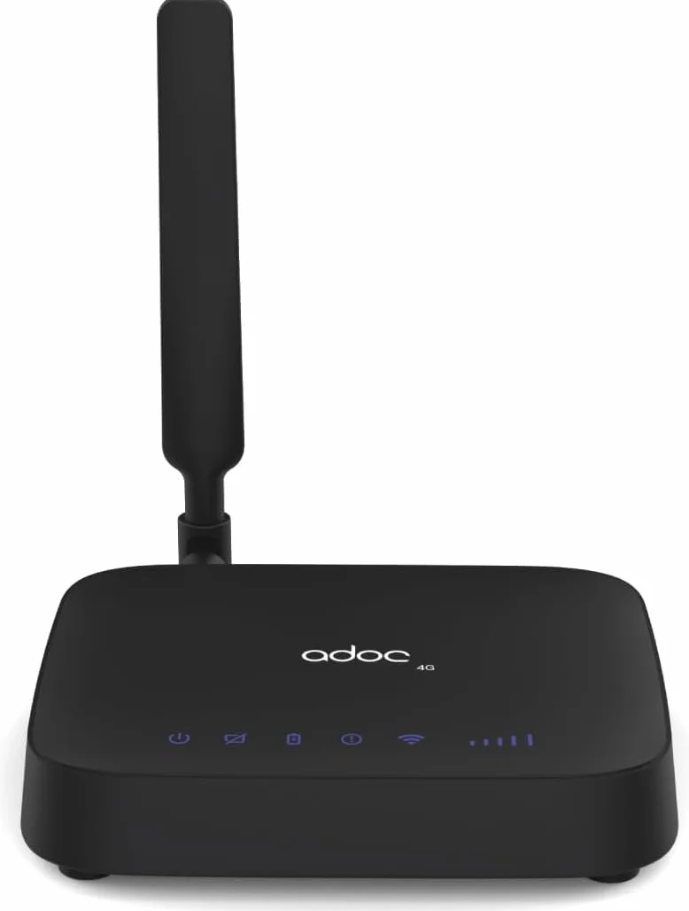 ADOC Caja de Voz V4, Convierte la señal móvil 2G/3G/4G en una línea Fija FXS. Compatible con Teleasistencia. Punto Acceso WiFi Hotspot. 2 Conectores RJ11.