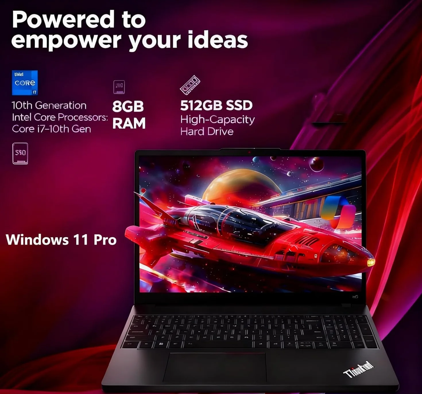 Lenovo ThinkPad X13 Gen 1 portátil de negocios, notebook de 13,3 pulgadas FHD, Intel Core i7-10510U, 8 GB de RAM, 512 GB SSD, teclado US QWERTY, Windows 11 Pro (Reacondicionado)