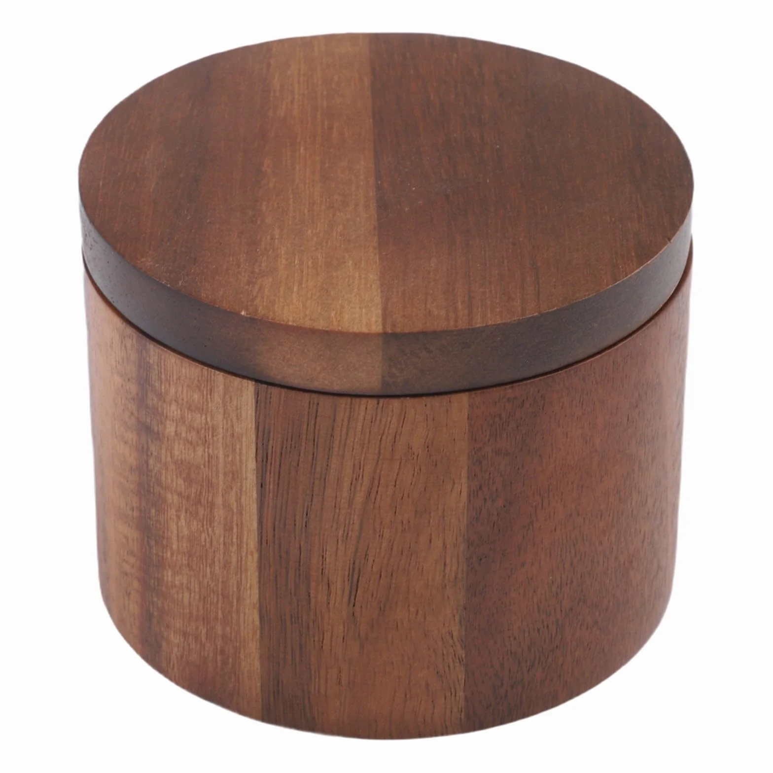 Salero de madera natural con tapa de cierre giratorio y ranura funcional para cuchara para un flujo de trabajo de cocina optimizado (marrón)