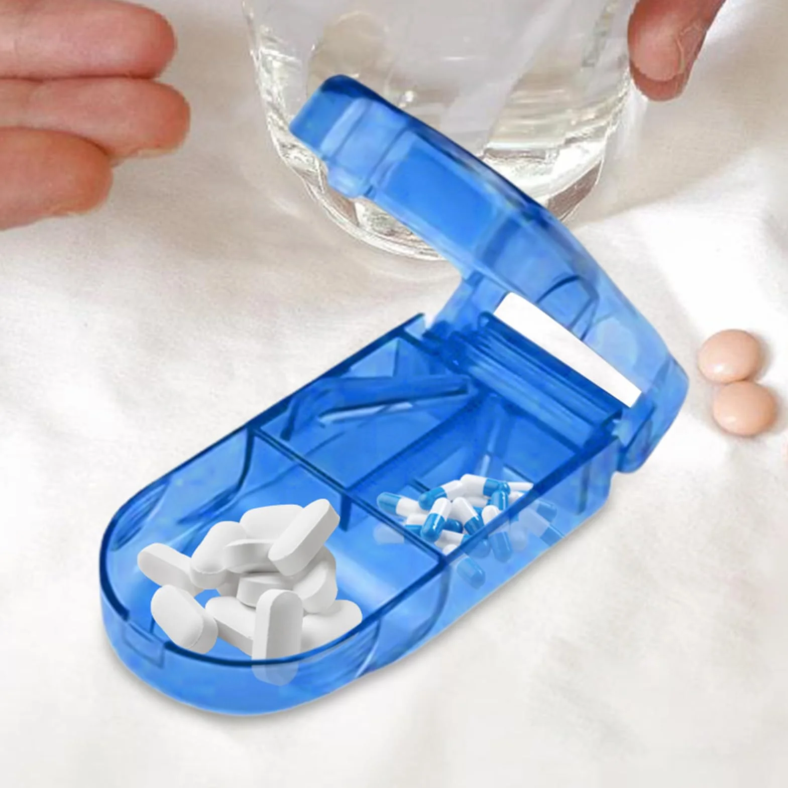 Cortador De Pastillas 2 En 1 con Almacenamiento, Divisor Portátil para Medicamentos
