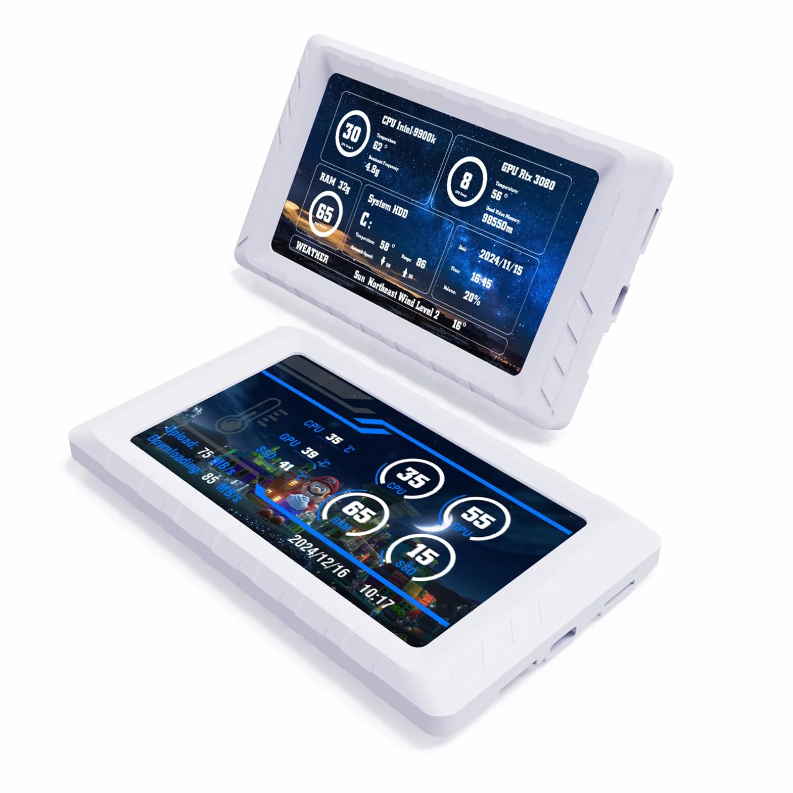 LICAEVEY Mini Monitor de 5 Pulgadas, Pantalla Secundaria, USB C, Monitor de Computadora para PC, de Hardware para CPU, GPU y RAM, para Juegos de Escritorio. (White)