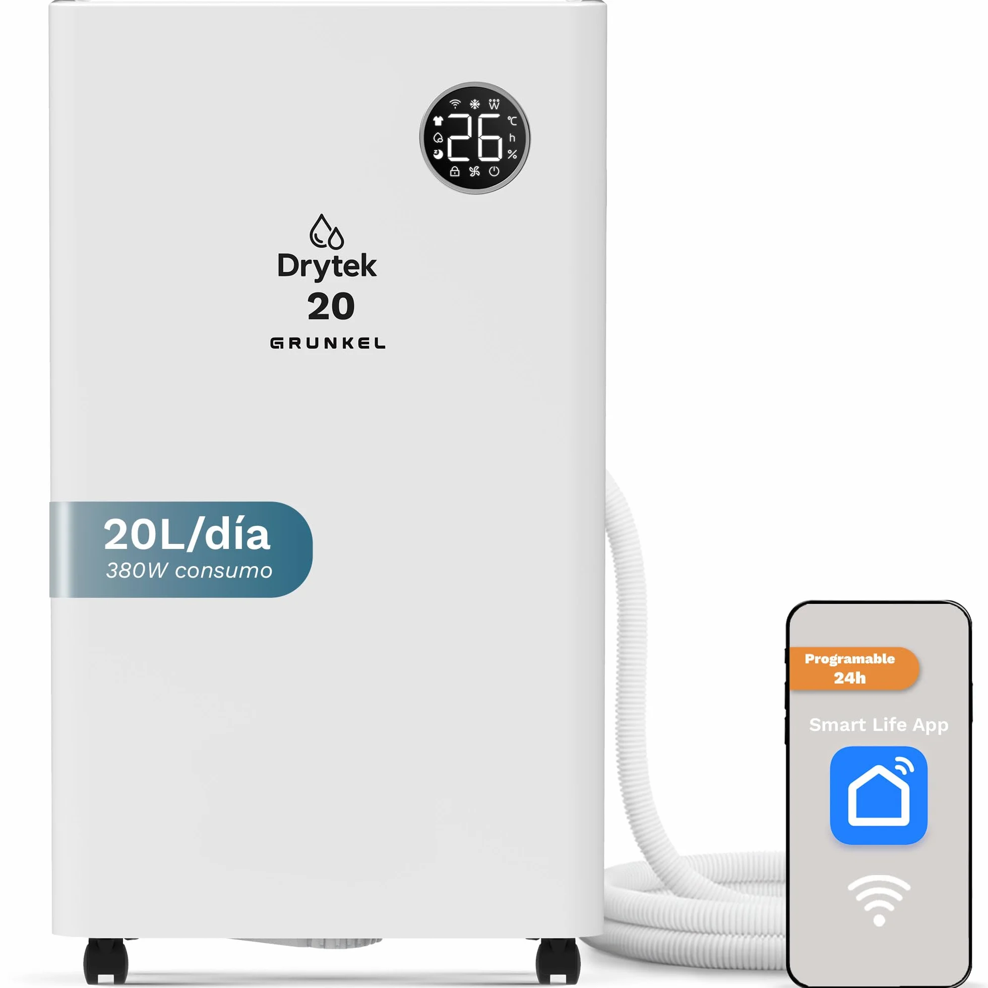 Deshumidificador GRUNKEL DH-20DT 20L/día Wi-Fi Integrado App R290