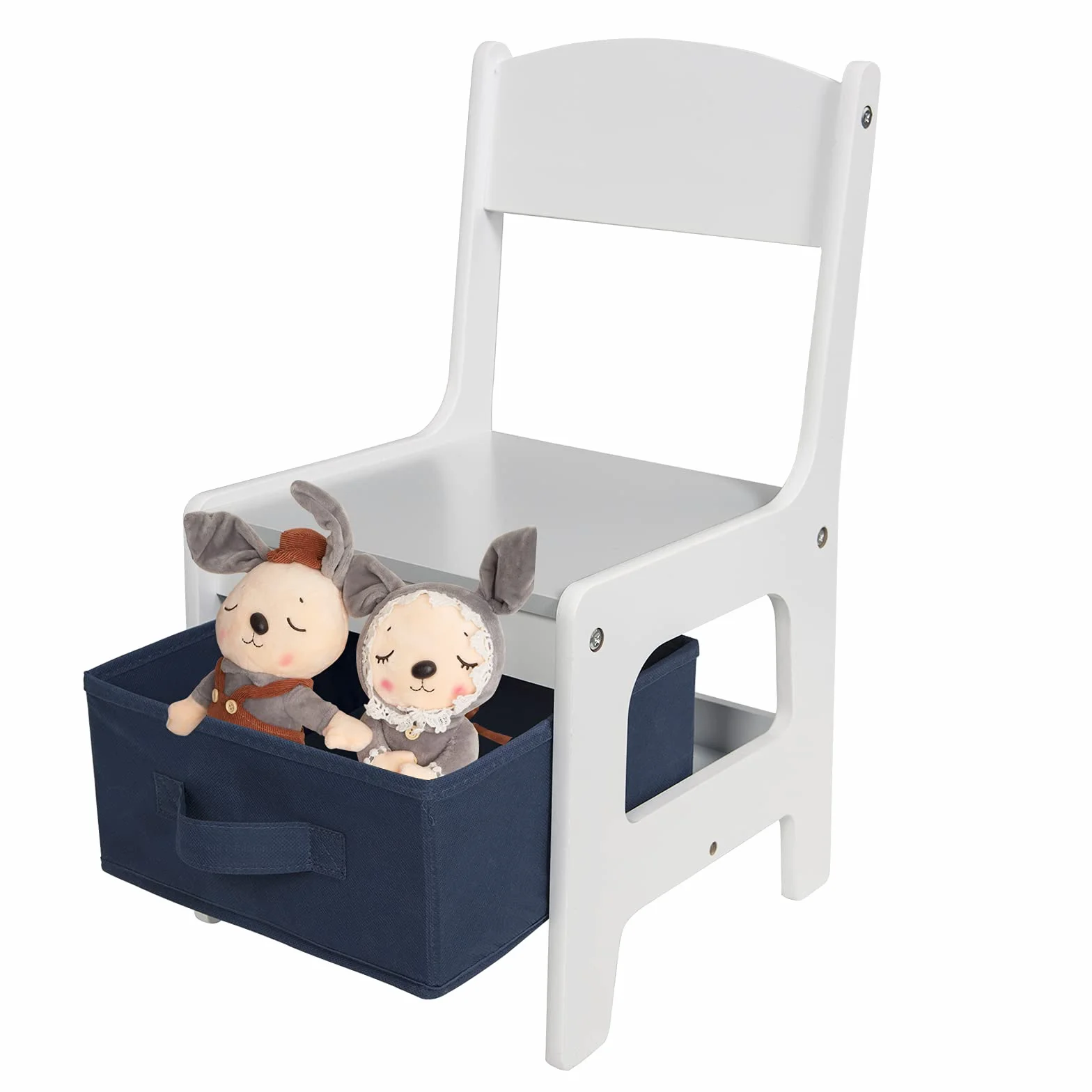 EUGAD Juego de Mesa y 2 Sillas Infantiles de Madera y MDF con Almacenamiento Gris Blanco