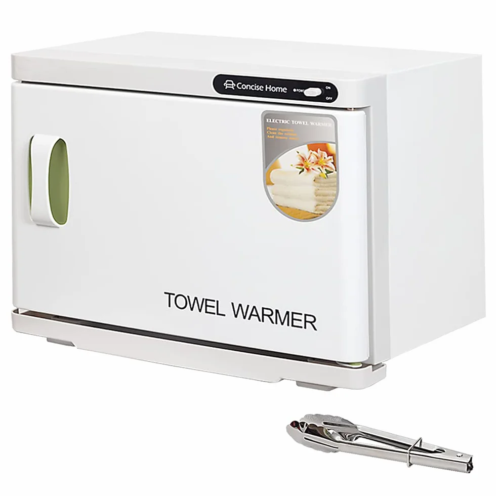 Calentador de toallas y esterilizador UV 2 en 1, calentador de toallas eléctrico de 23 litros, con 2 niveles, ideal para salón, peluquería, hotel y hogar, color blanco