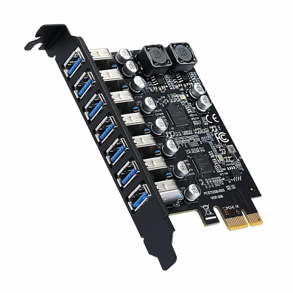 tarjeta Tarjeta adaptadora de controlador frontal USB 3.2 de 7 puertos, expansión PCI-E Express de 7 puertos para Windows XP/7/8