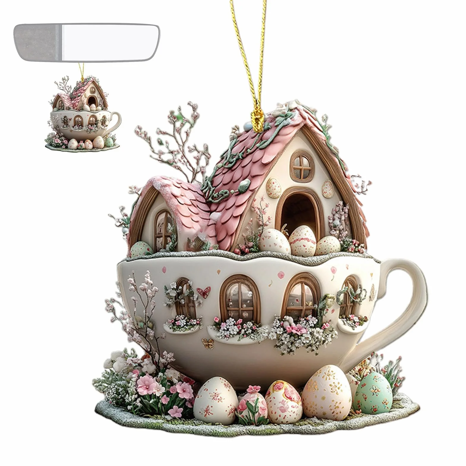 Adornos de Pascua Conejito Decoración Casa Taza de Café Acrílico Primavera