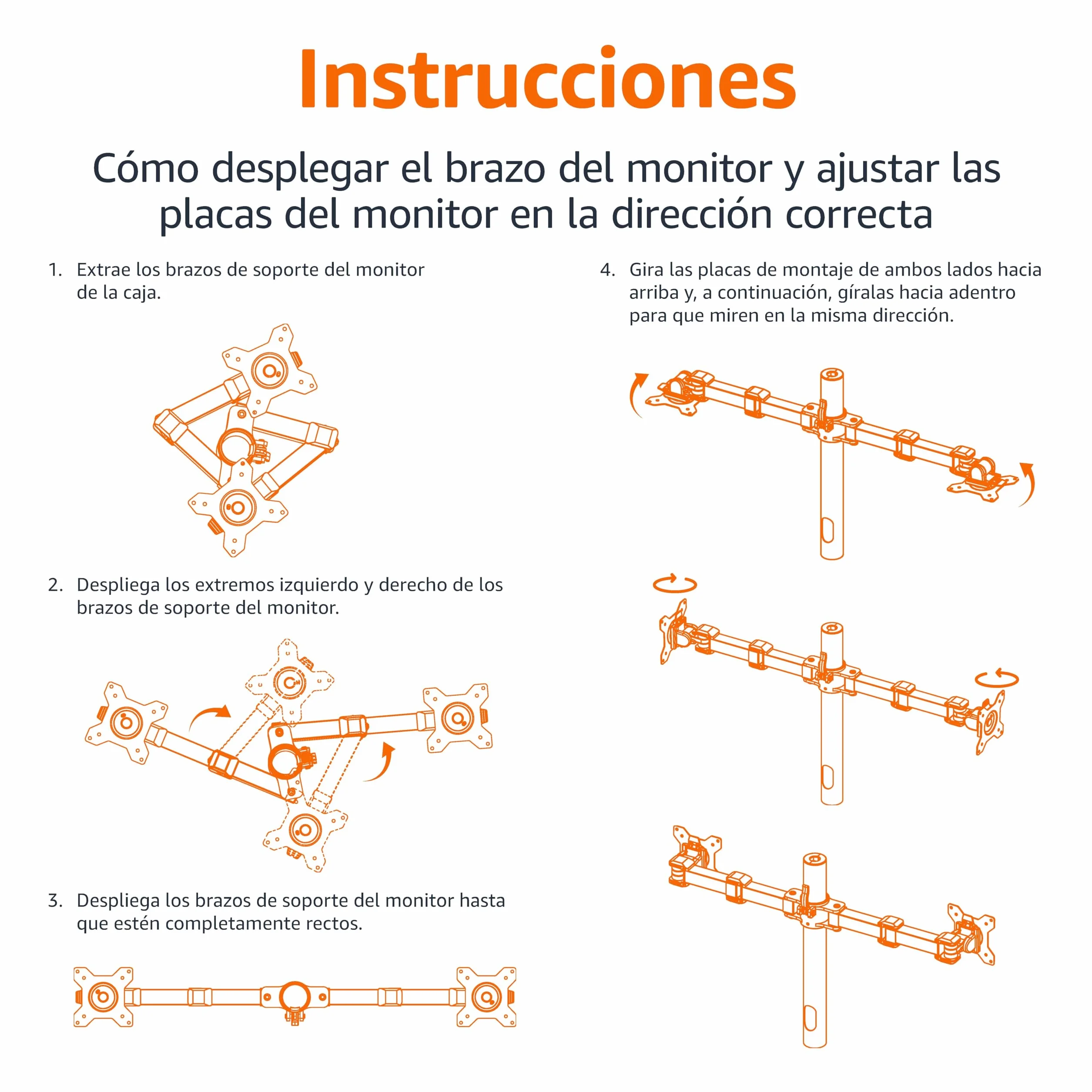 Amazon Basics Soporte para dos pantallas con brazo de montaje con altura ajustable, rotación de 360°, inclinación de pantalla ajustable y organizador de cables (acero), Negro
