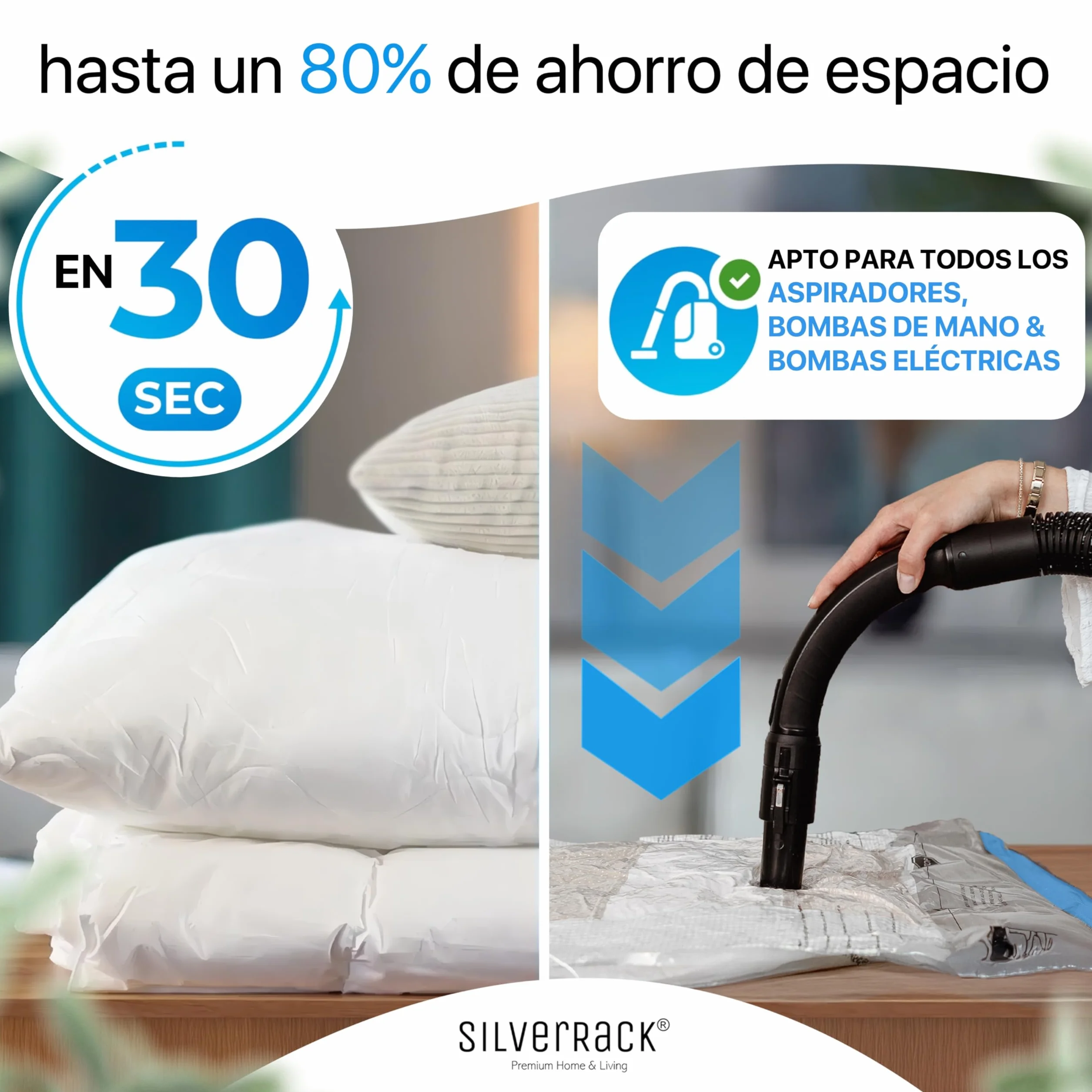 SilverRack Juego de Bolsas al Vacío para Ropa 6 Piezas 2 Tamaños 60x80 cm 80x100 cm