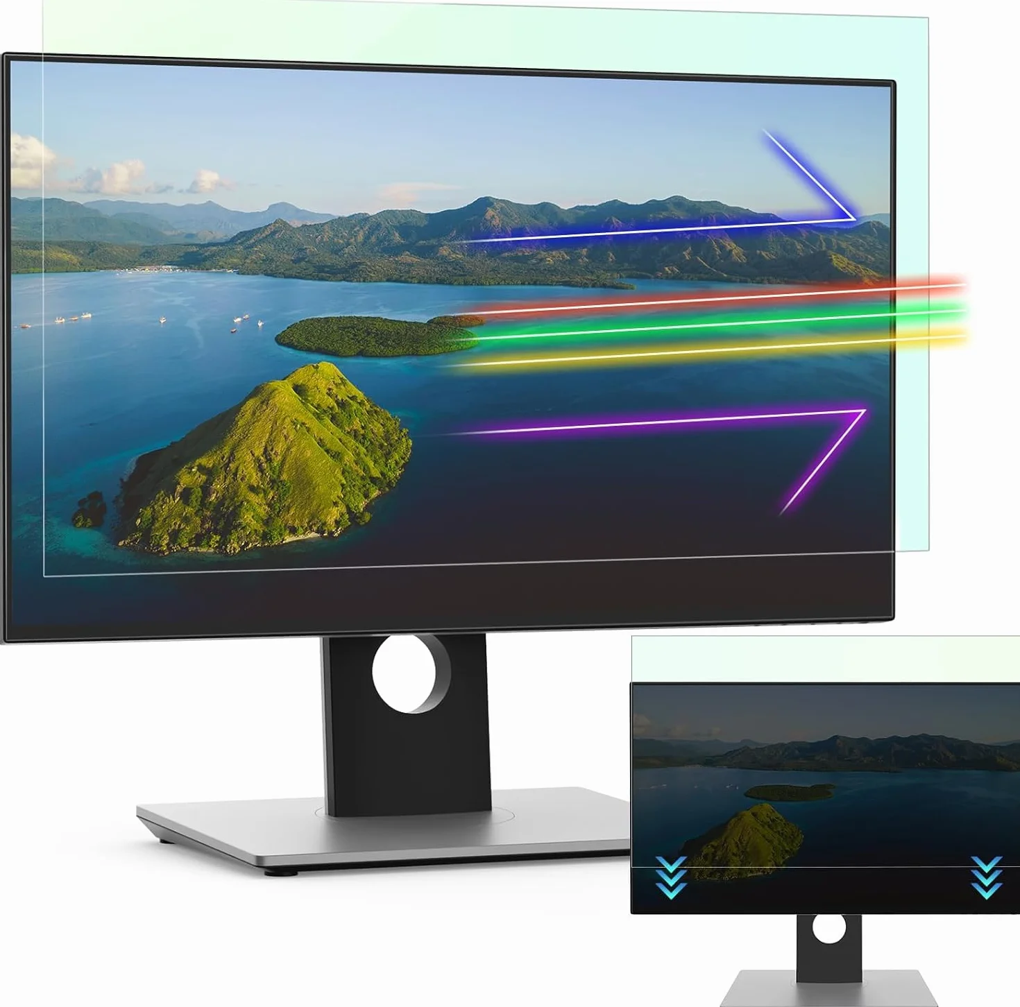 Protescreen - Filtro de pantalla con luz azul de 27 pulgadas, protección extraíble, revestimiento antireflejo, protector de pantalla para PC y monitor de 27 pulgadas, 16:9