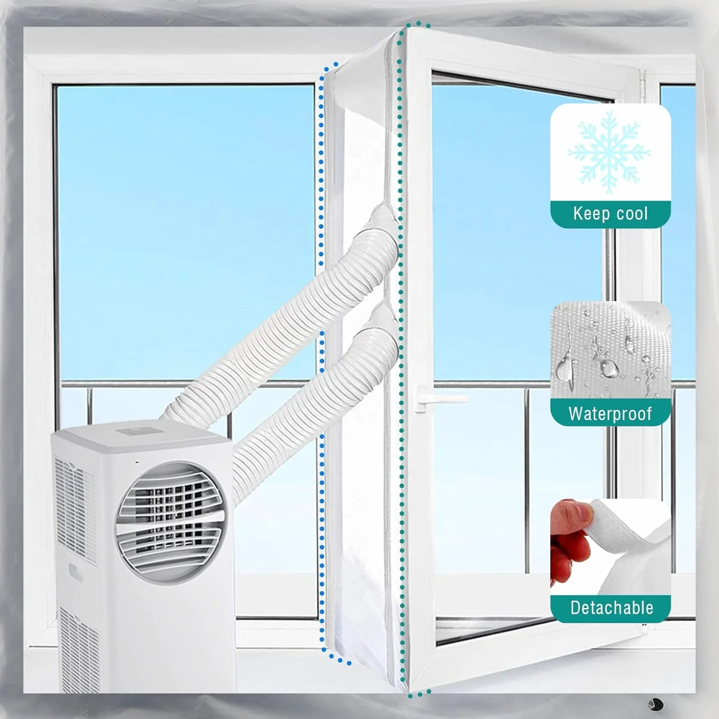 Sello de ventana de aire acondicionado impermeable 400 cm para AC portátil