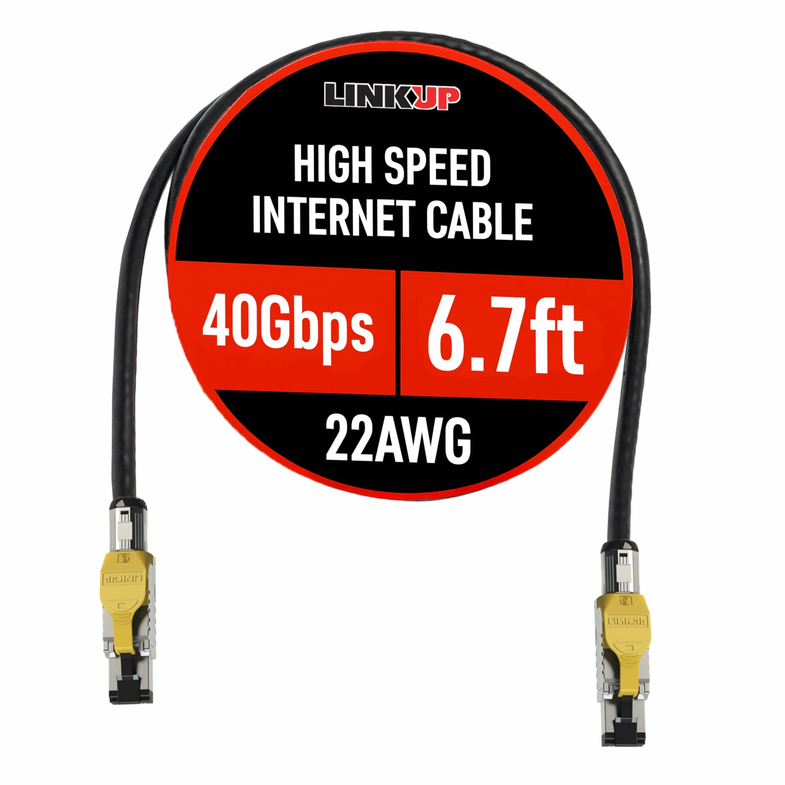 LINKUP - [GHMT & DSX8000 Certificado Cable de Conexión Ethernet Cat8 S/FTP 22AWG Cable Sólido Blindado Doble┃2000MHz 2GHz 40Gbps┃5ª Gen Ethernet LAN Red Cables de Estructura┃Negro┃2m (6.7 pies)