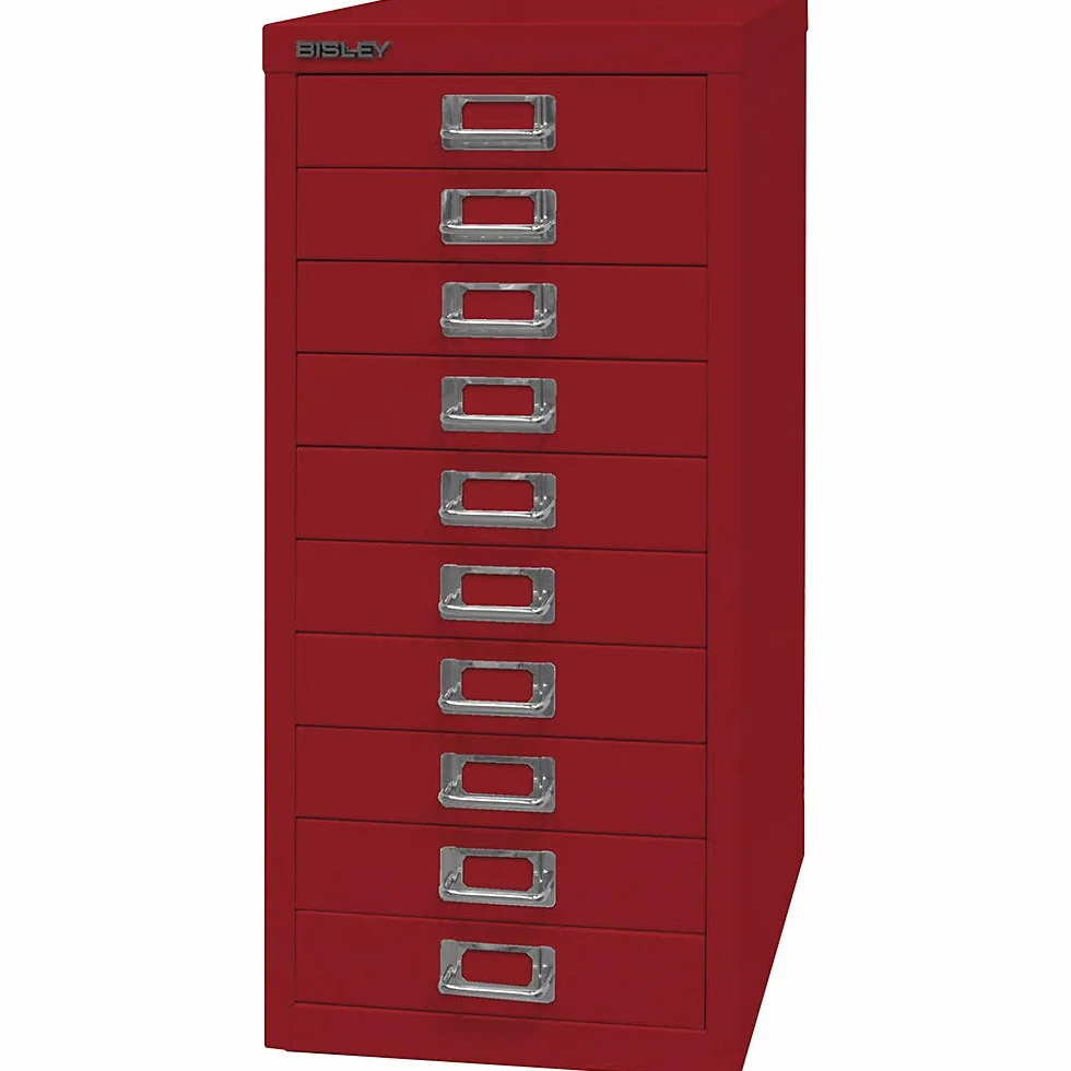 BISLEY MultiDrawer Serie 29, DIN A4, 10 cajones, Metal, 670, Rojo Cardinal, 38 x 27,9 x 59 cm