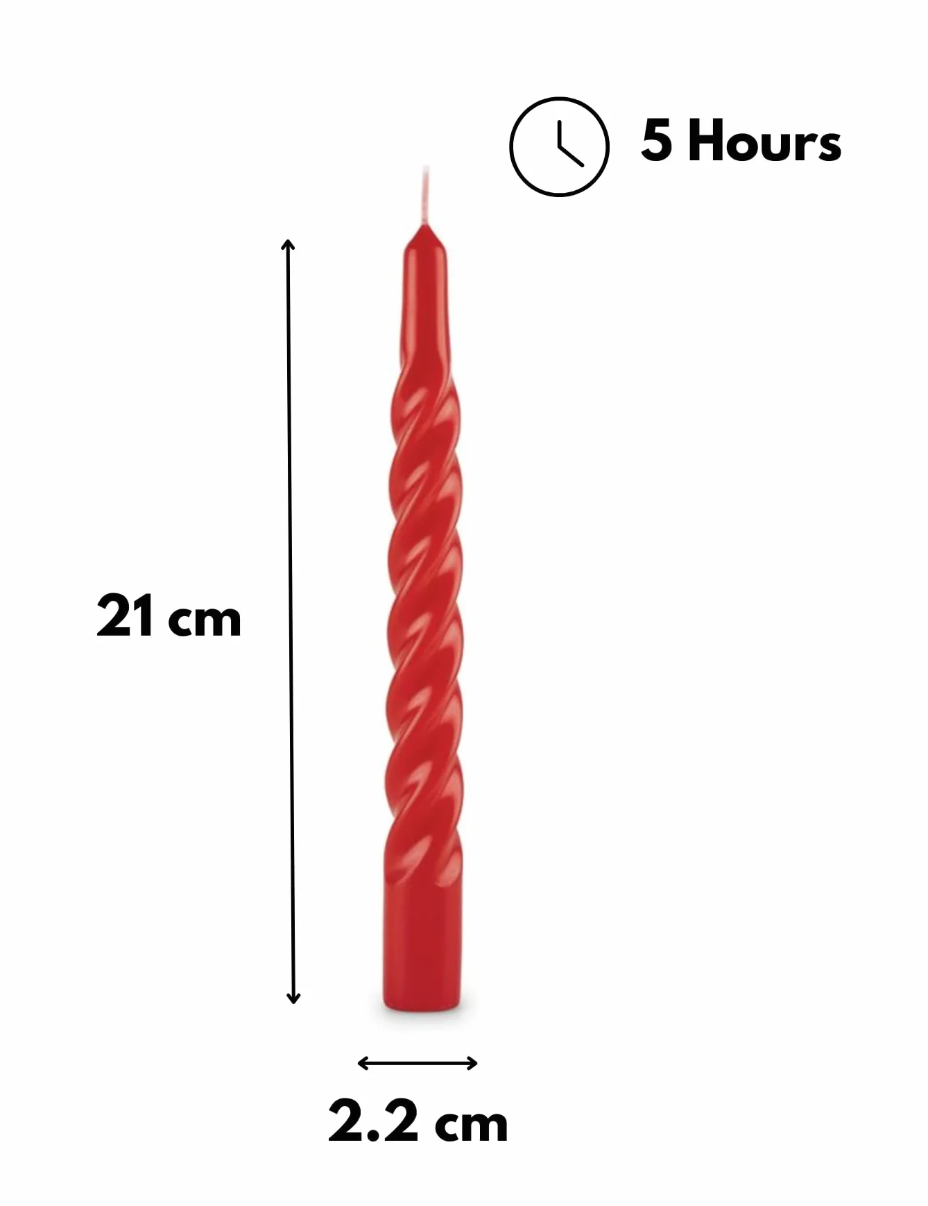 Cereria di Giorgio Risthò Velas Tortiglione Lacadas, Cera de Parafina, Rojo, 2.2 cm, 3 Unidades